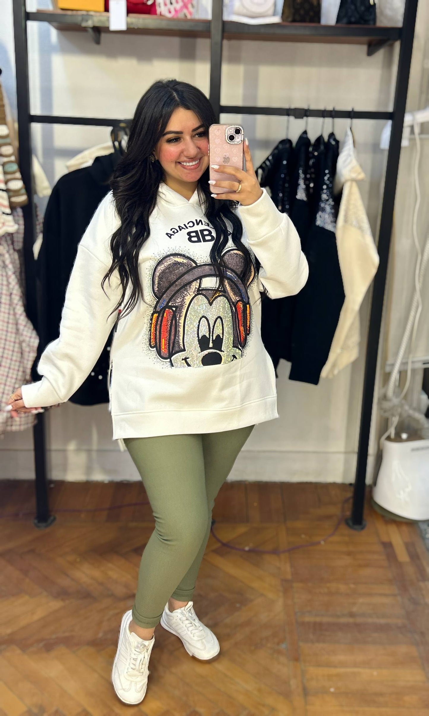 Embellished Mickey Embroidery Sweatshirt