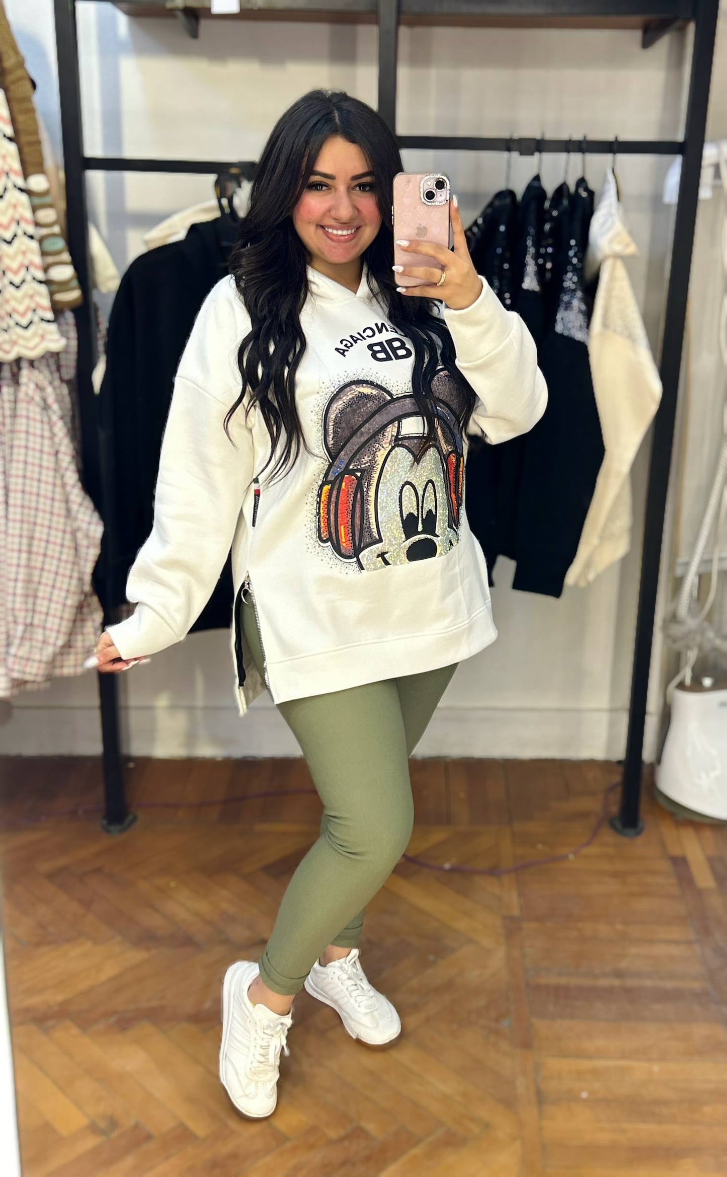 Embellished Mickey Embroidery Sweatshirt