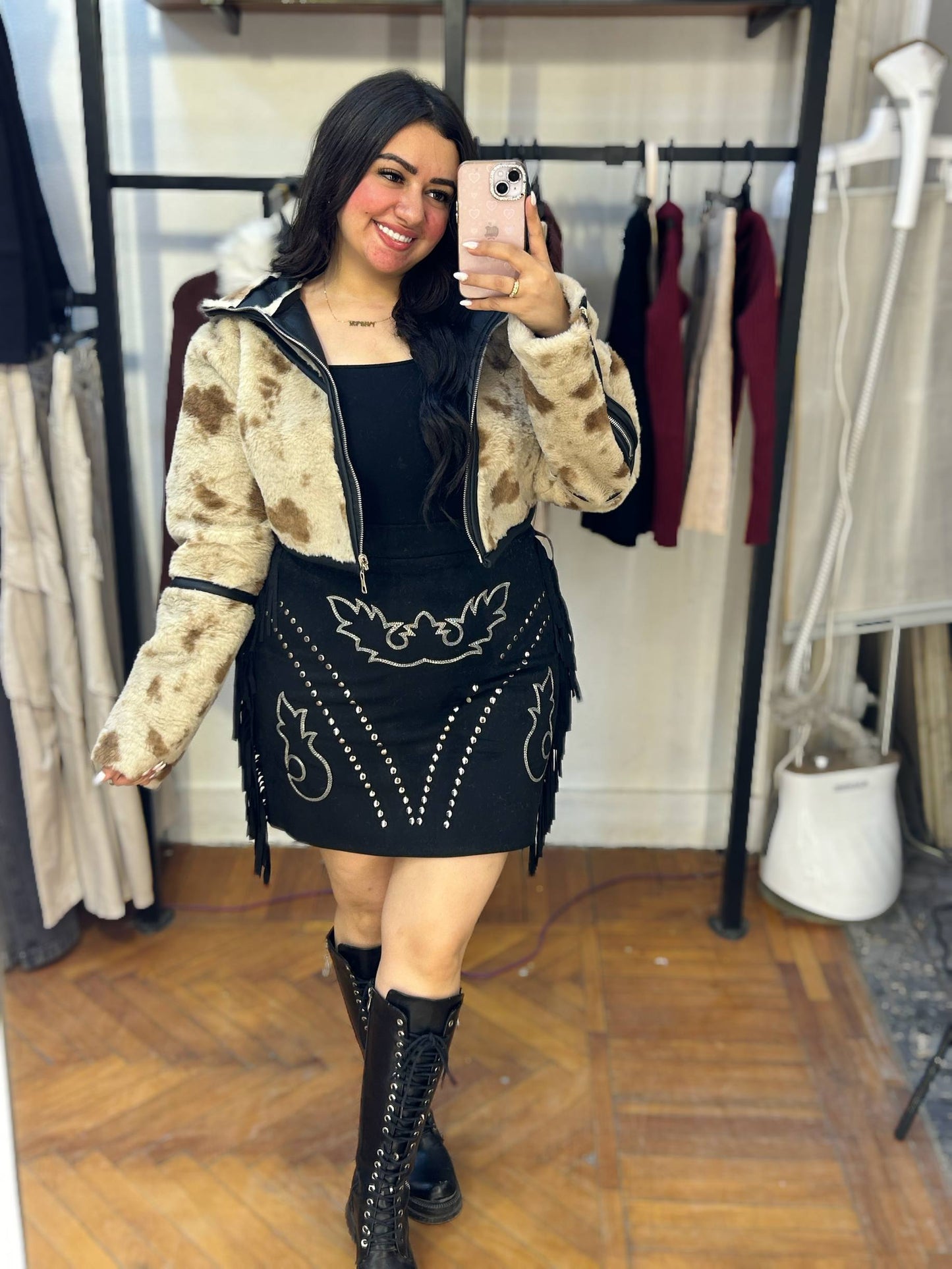 Reversible Jacket with Faux Leather and Fur Sides