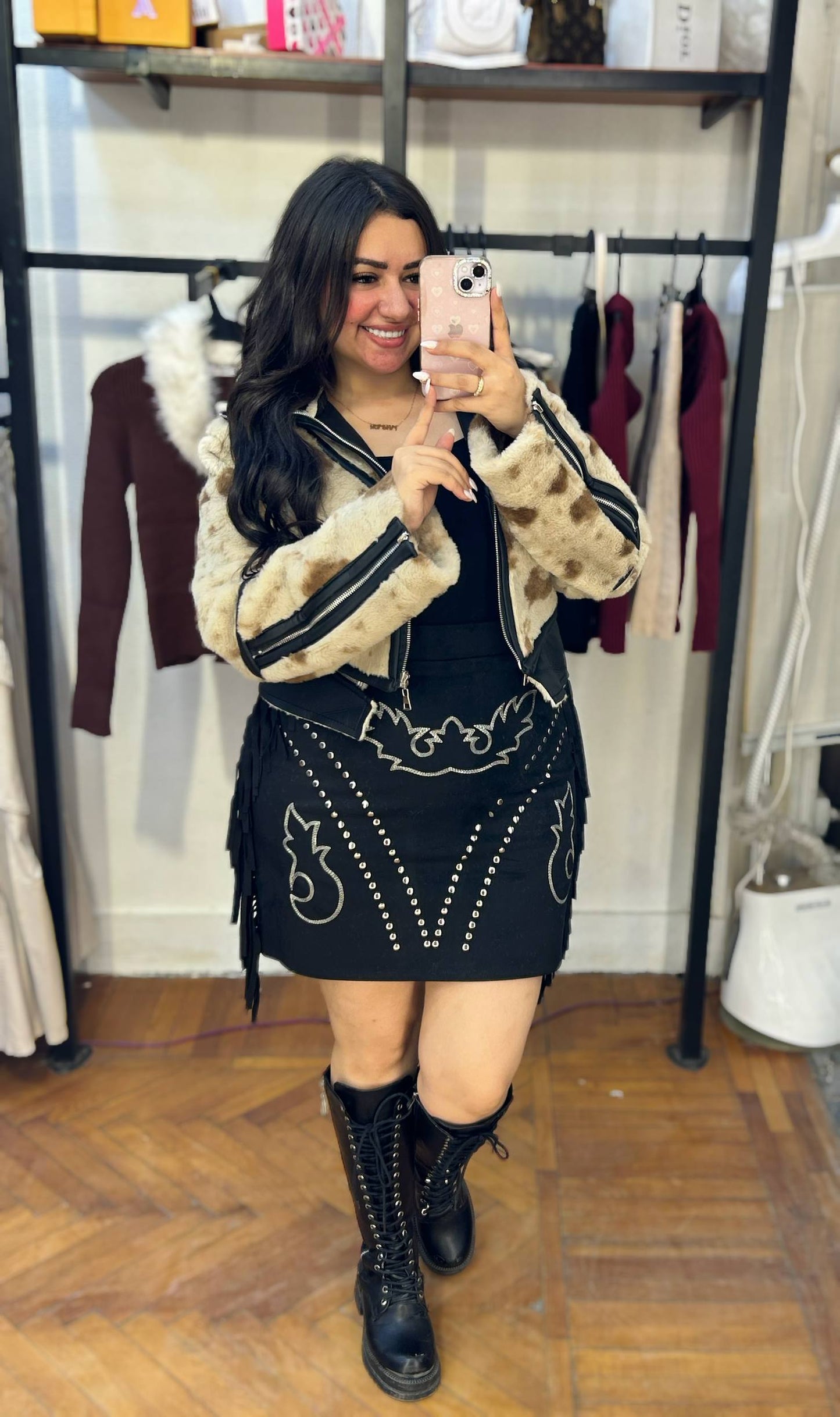 Reversible Jacket with Faux Leather and Fur Sides