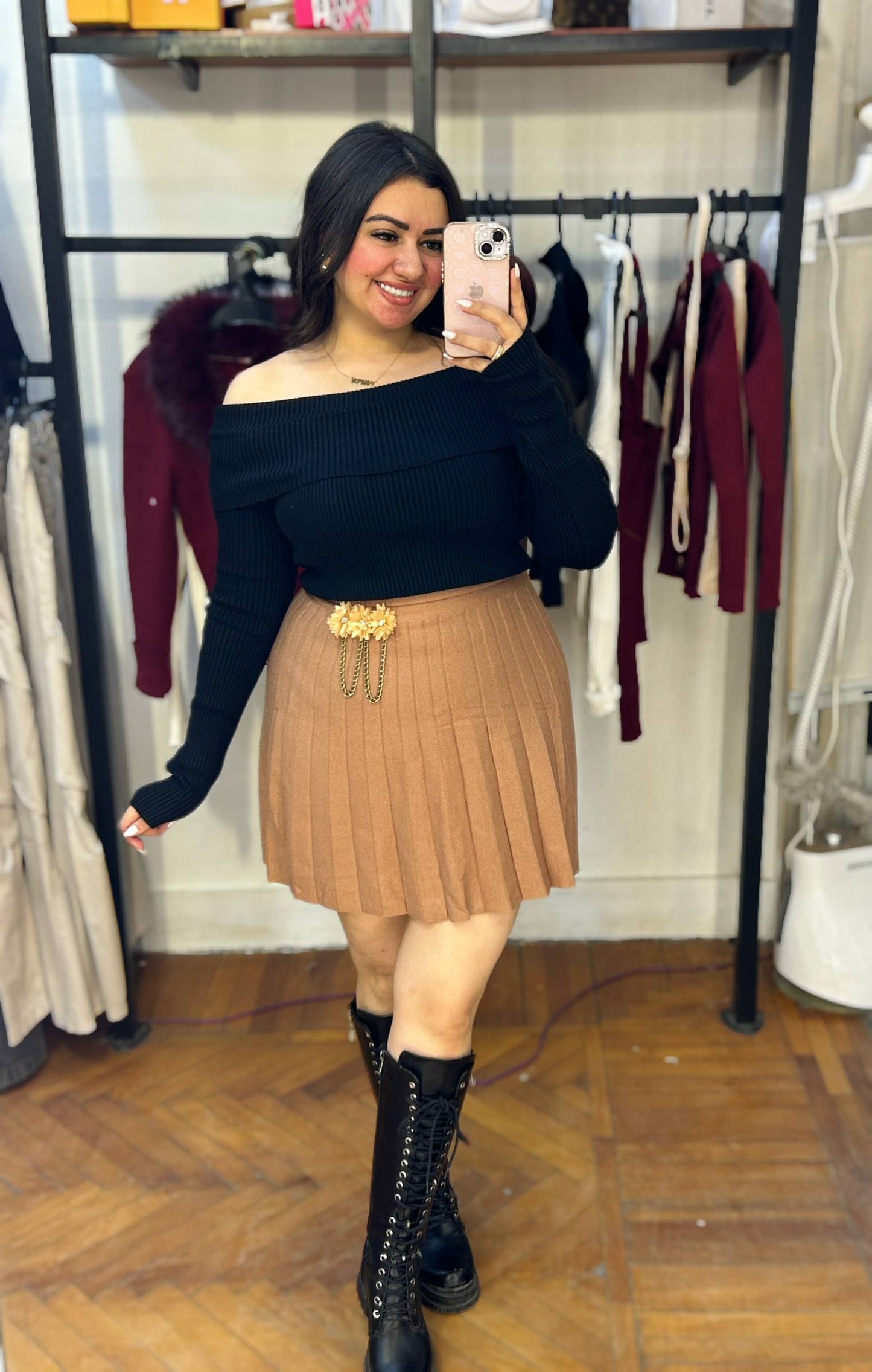off shoulder knitting top
