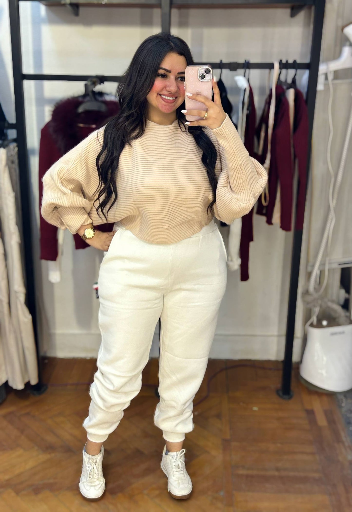 Knitted Sweater with Wide Sleeves
