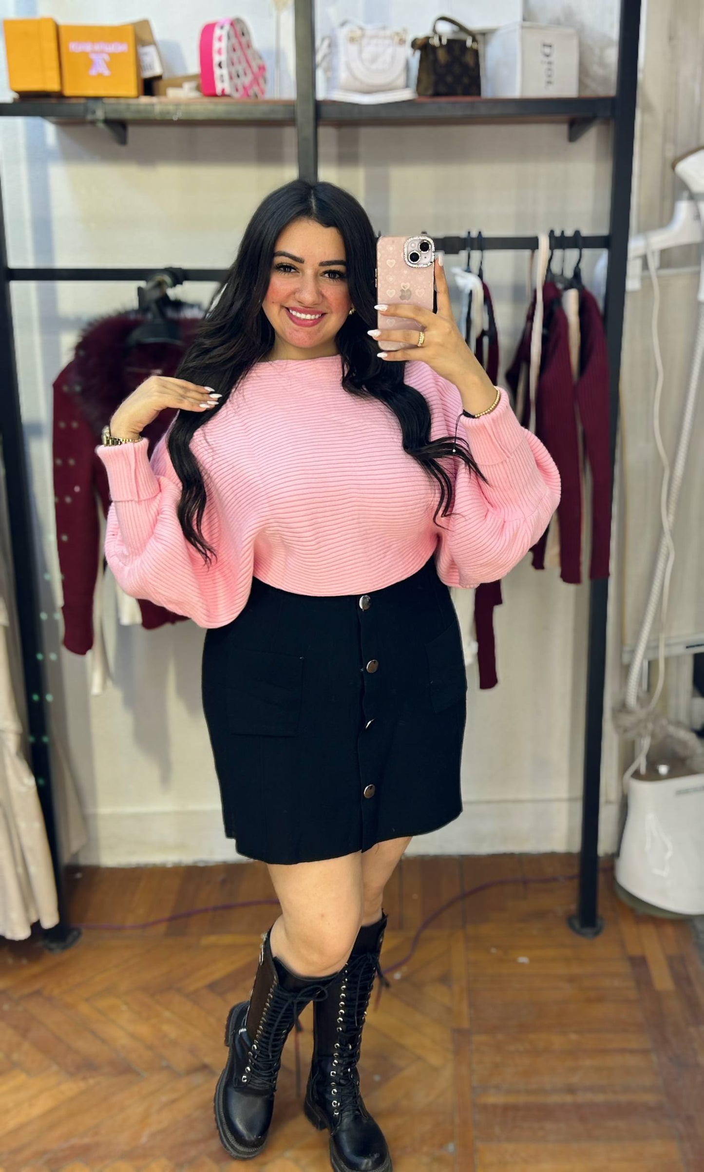 Knitted Sweater with Wide Sleeves