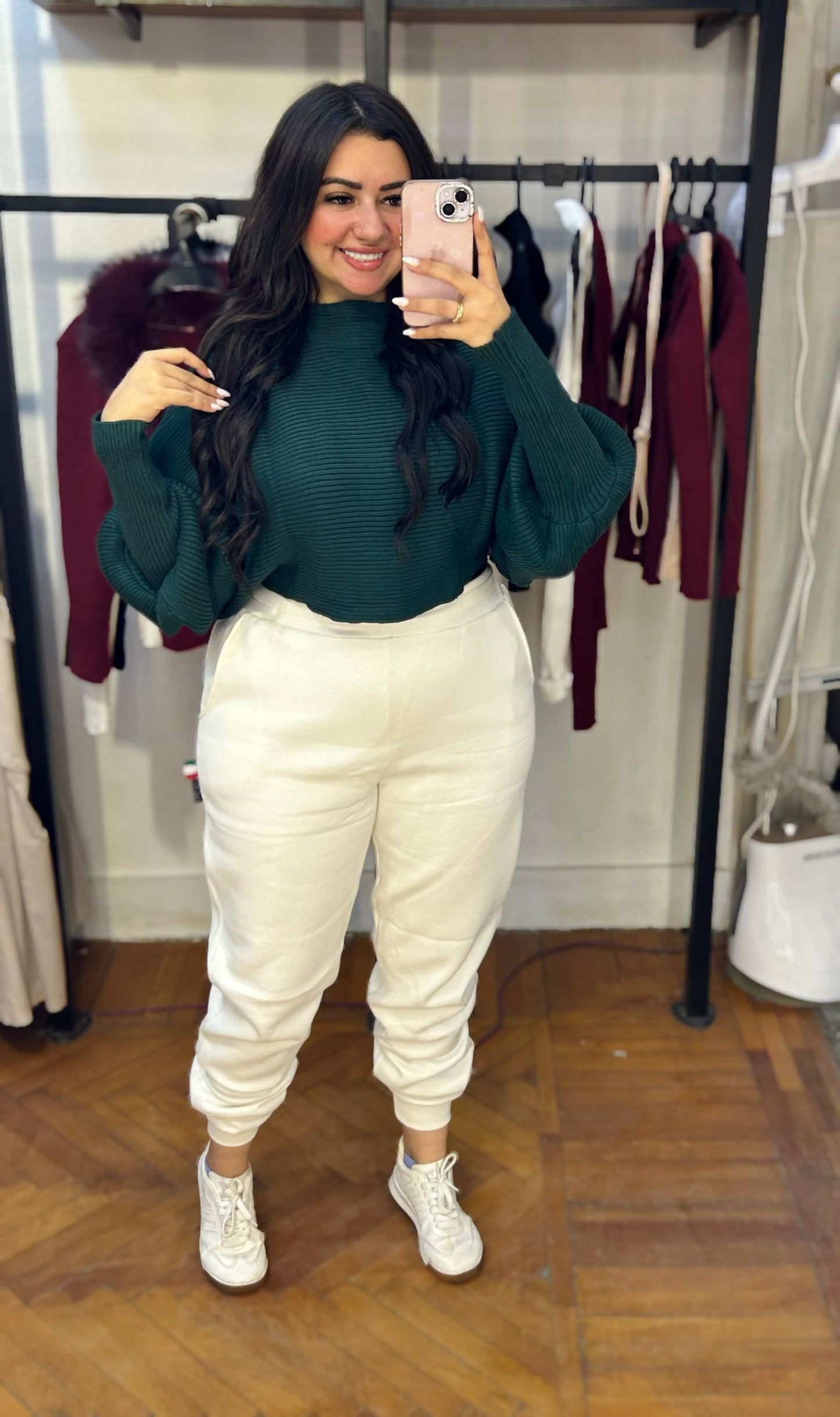 Knitted Sweater with Wide Sleeves