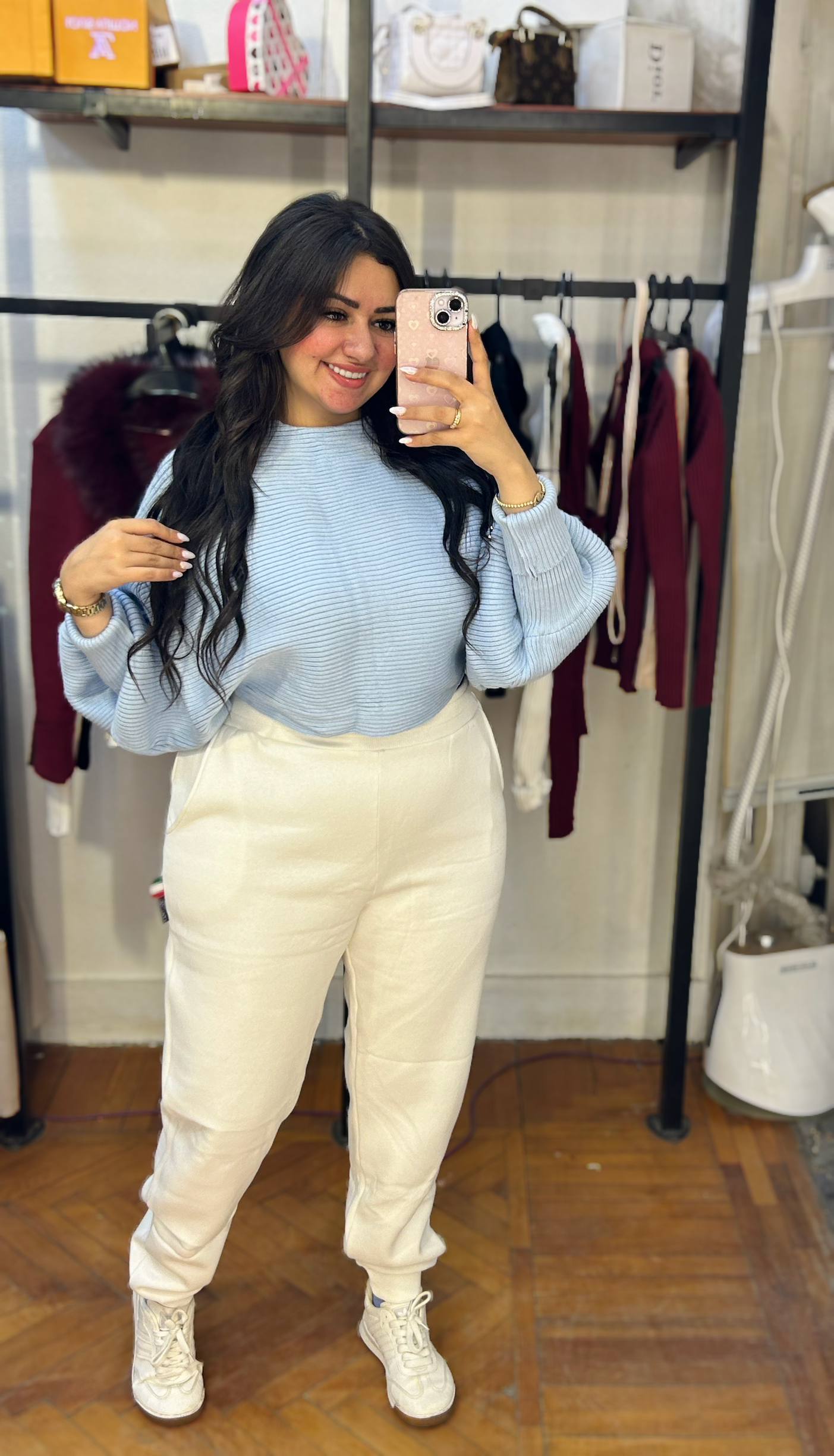 Knitted Sweater with Wide Sleeves