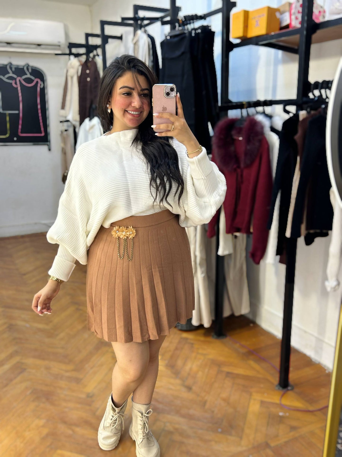 Knitted Sweater with Wide Sleeves