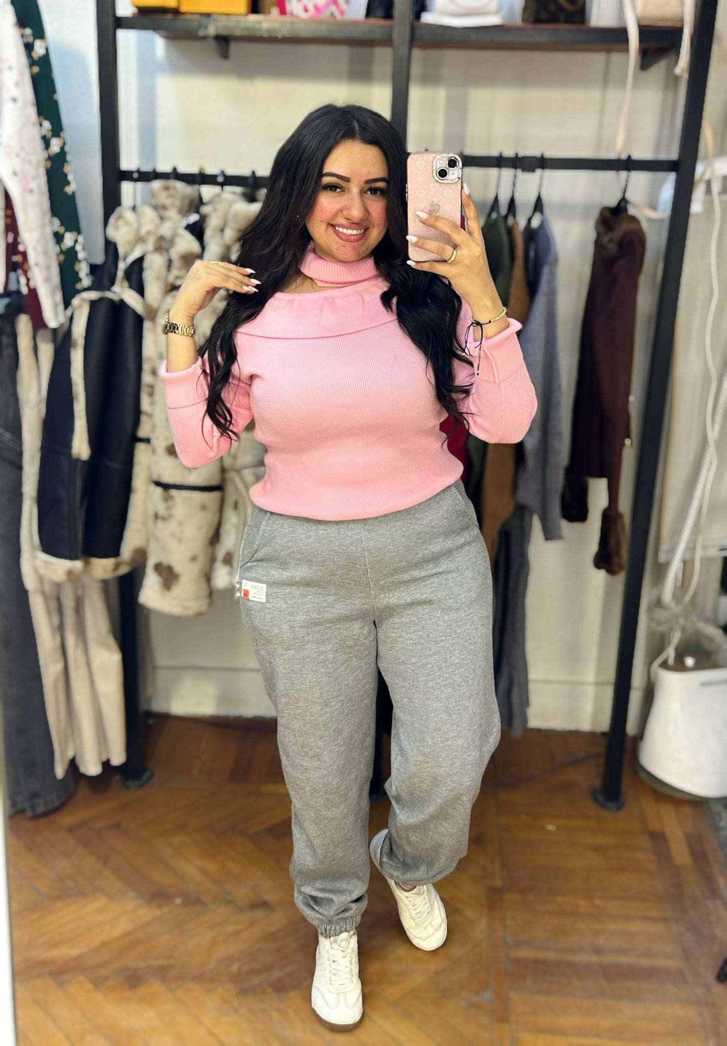 Off-Shoulder Mock Neck Knit Top