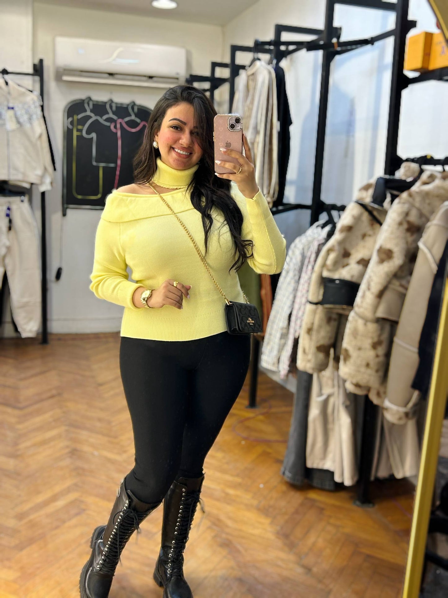 Off-Shoulder Mock Neck Knit Top