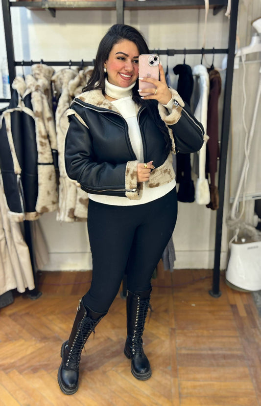 Reversible Jacket with Faux Leather and Fur Sides