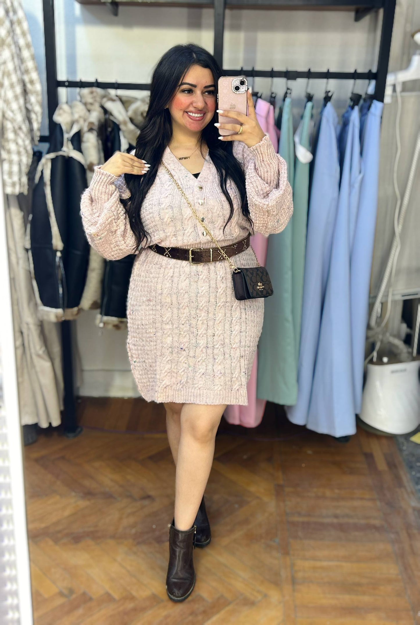 Cable Knit Short Dress