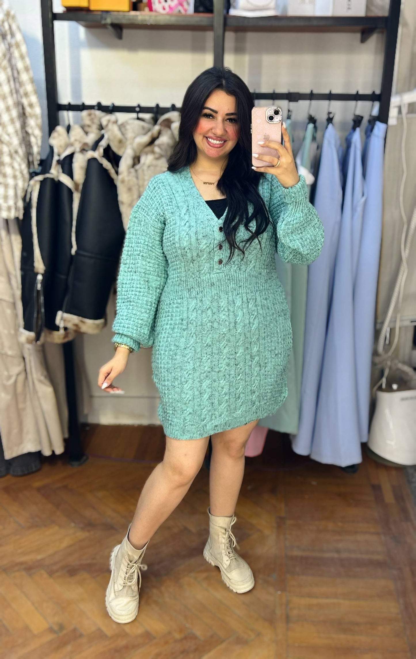 Cable Knit Short Dress