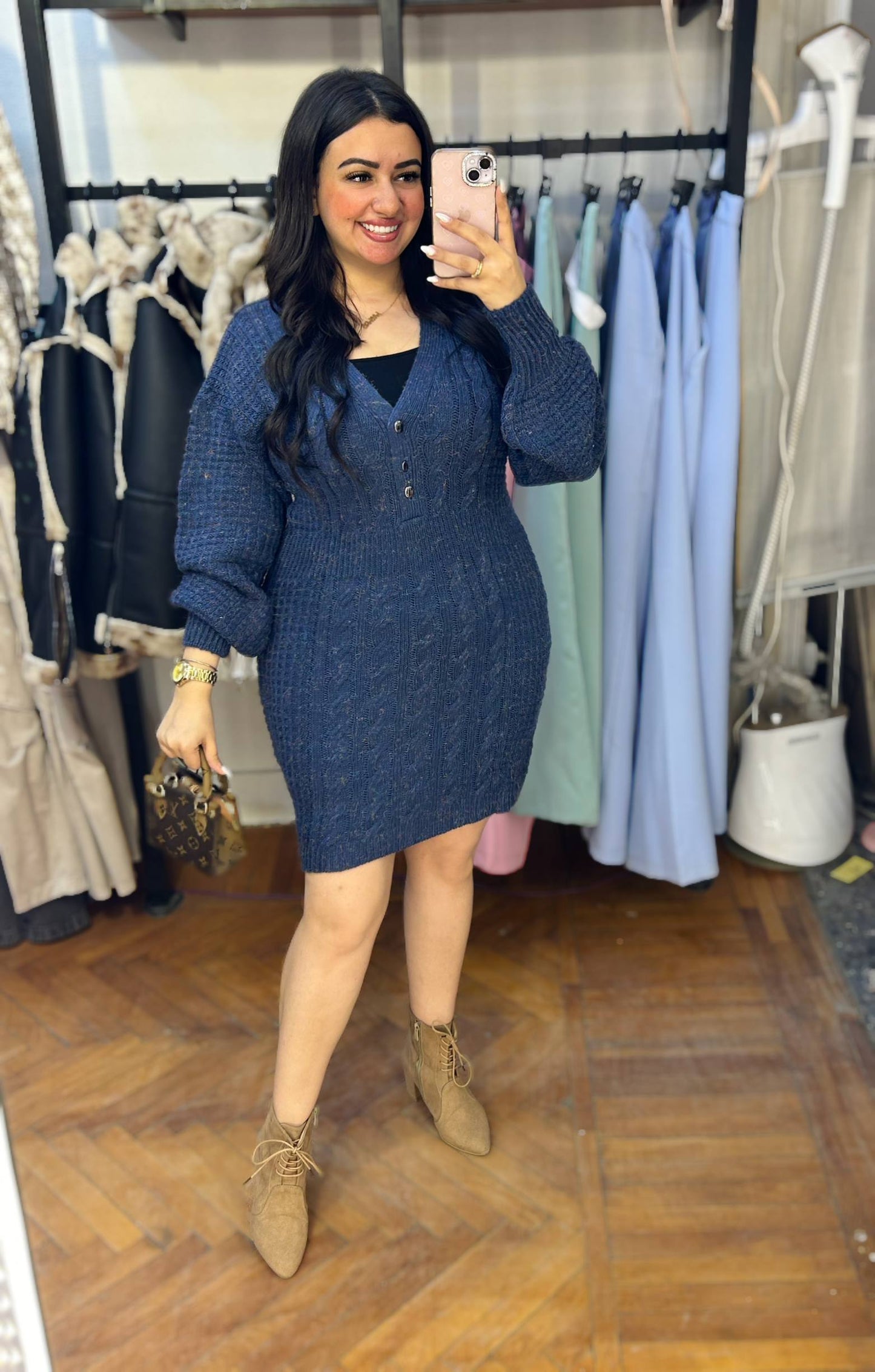 Cable Knit Short Dress