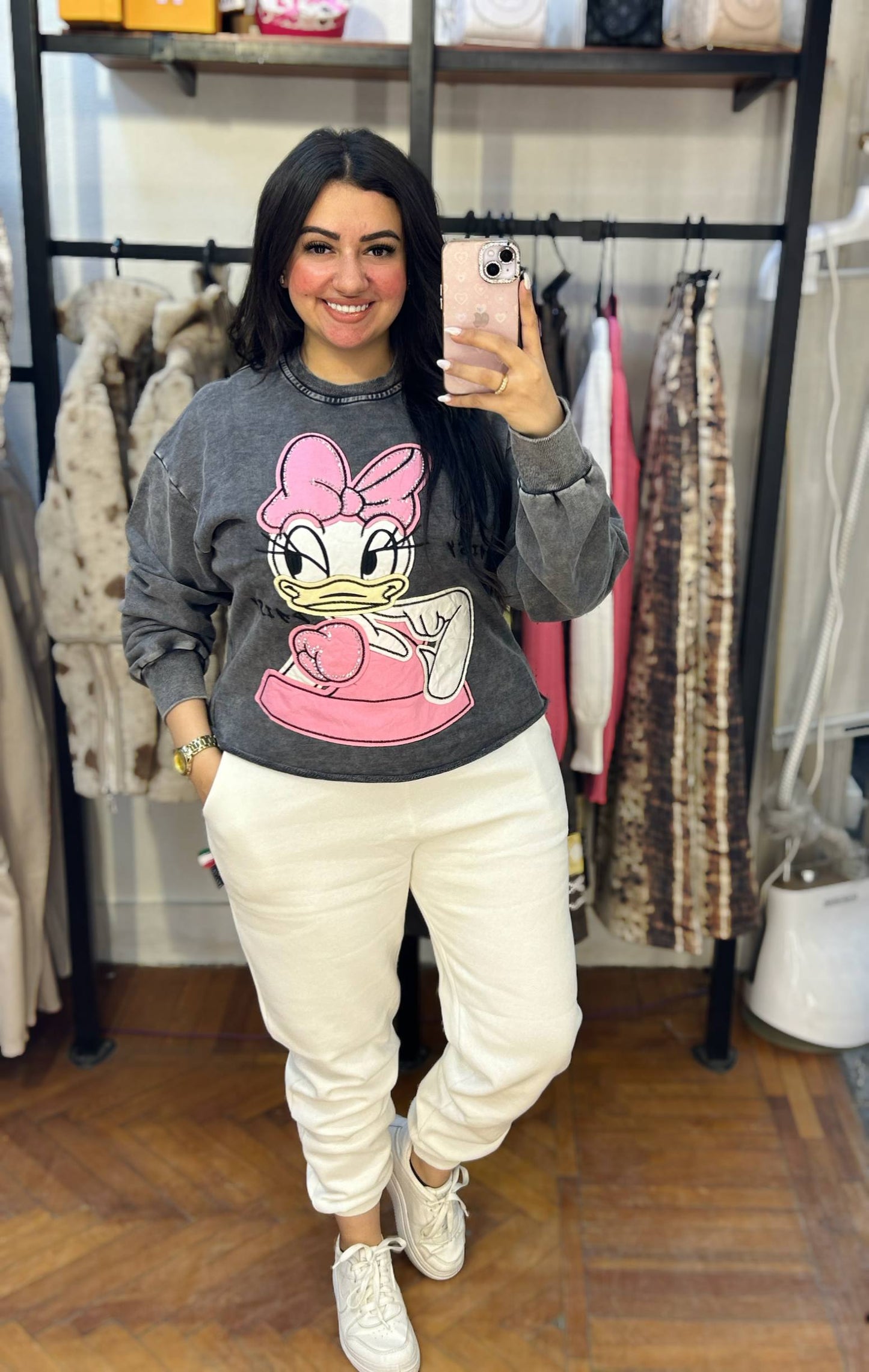 Embellished Daisy Duck Graphic Sweatshirt