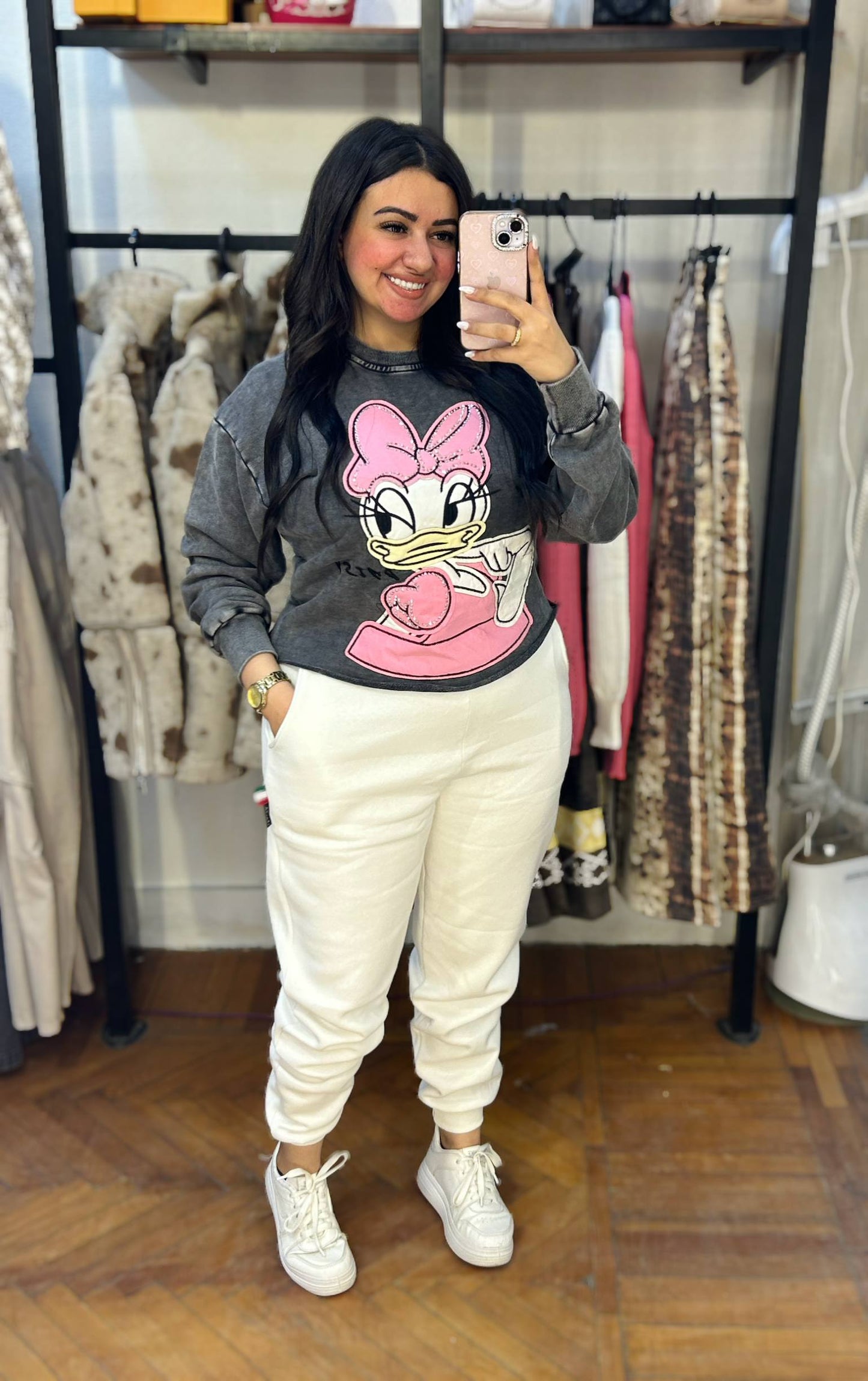 Embellished Daisy Duck Graphic Sweatshirt