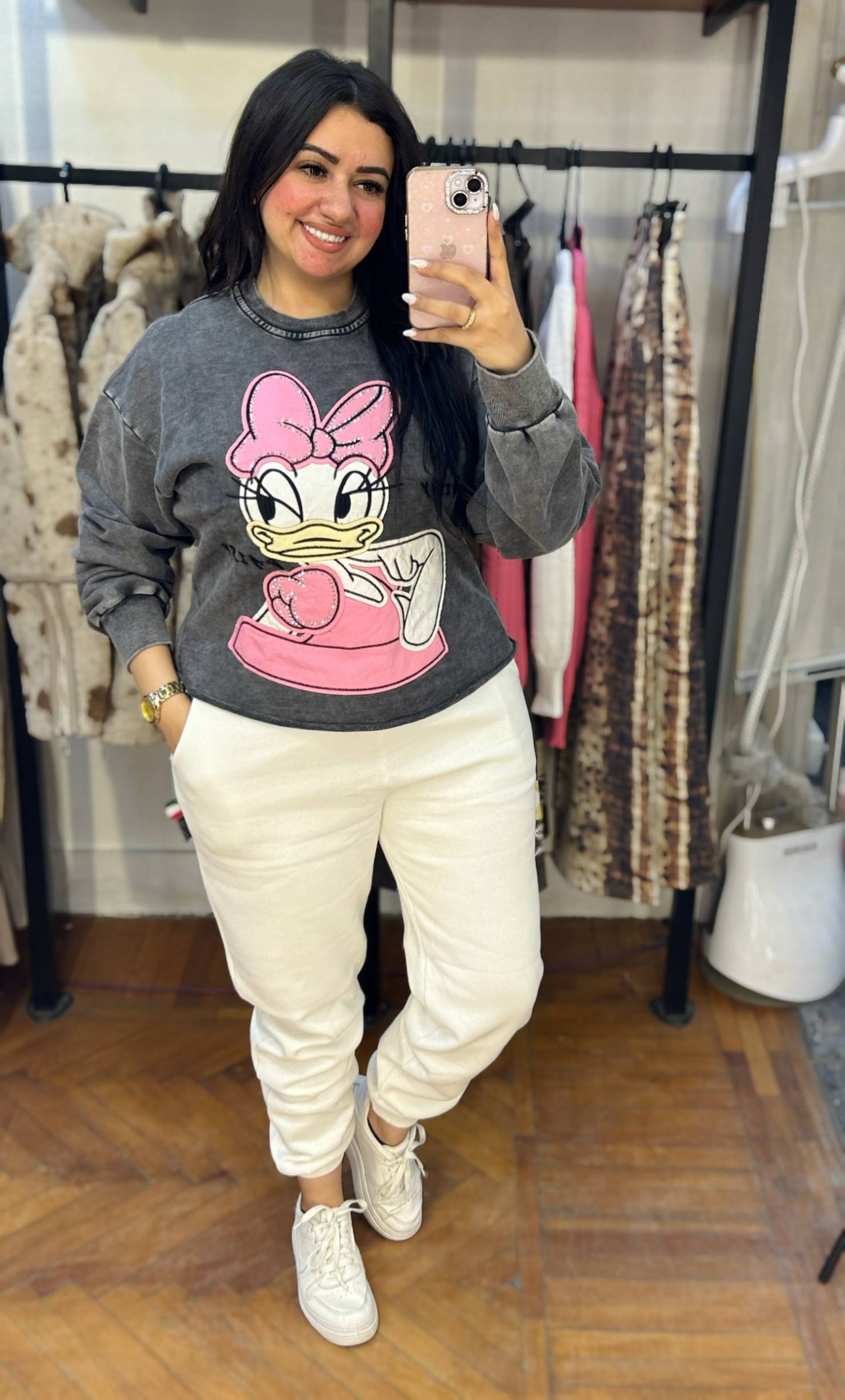 Embellished Daisy Duck Graphic Sweatshirt