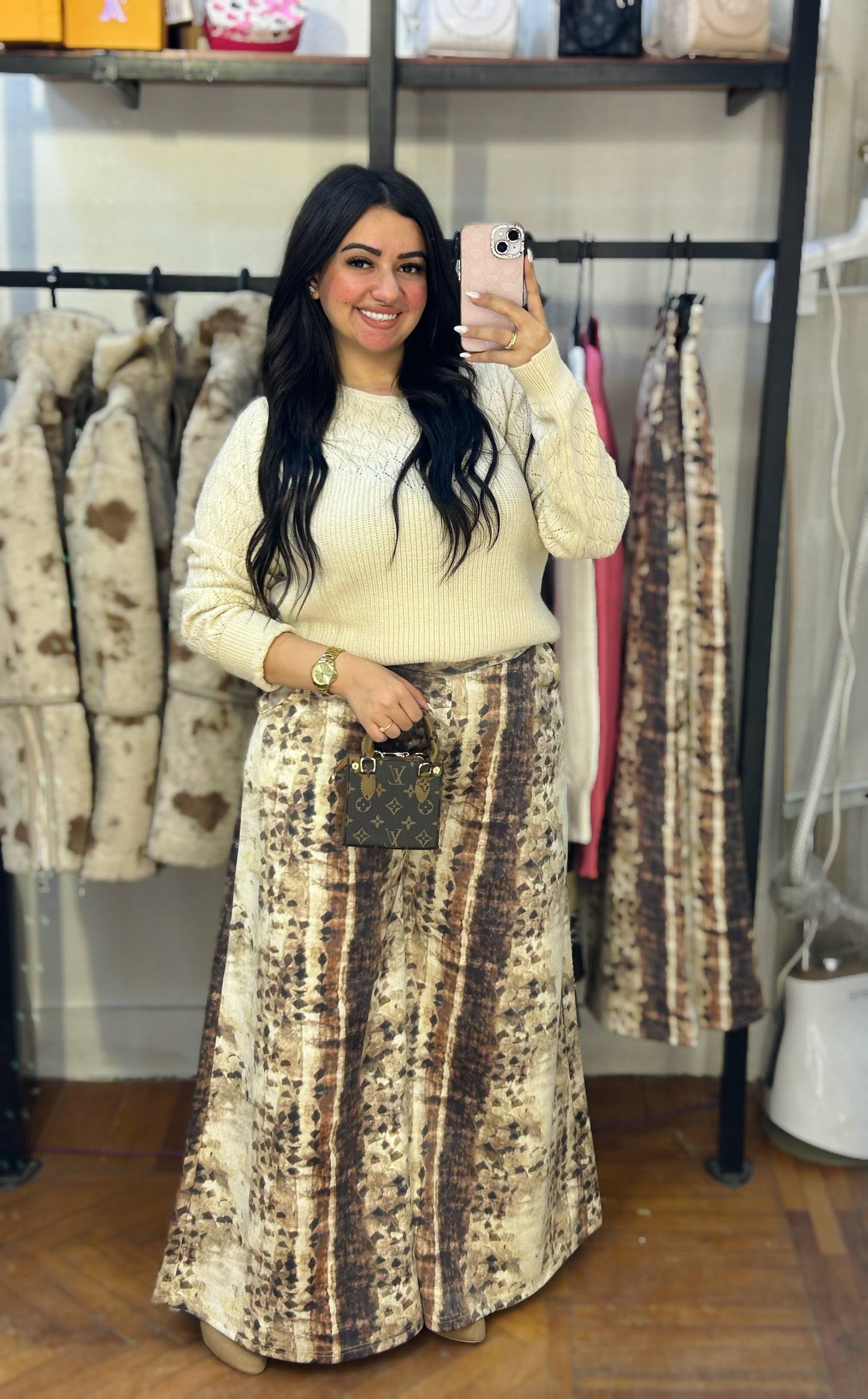 Wide-Leg Printed Pants