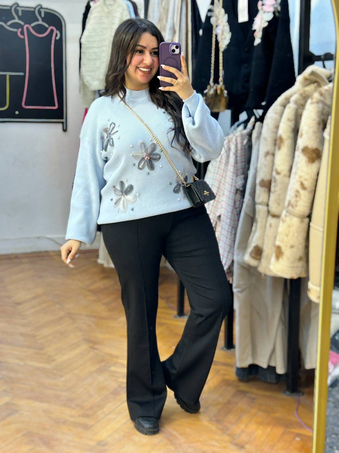 3D Floral Knit Sweater