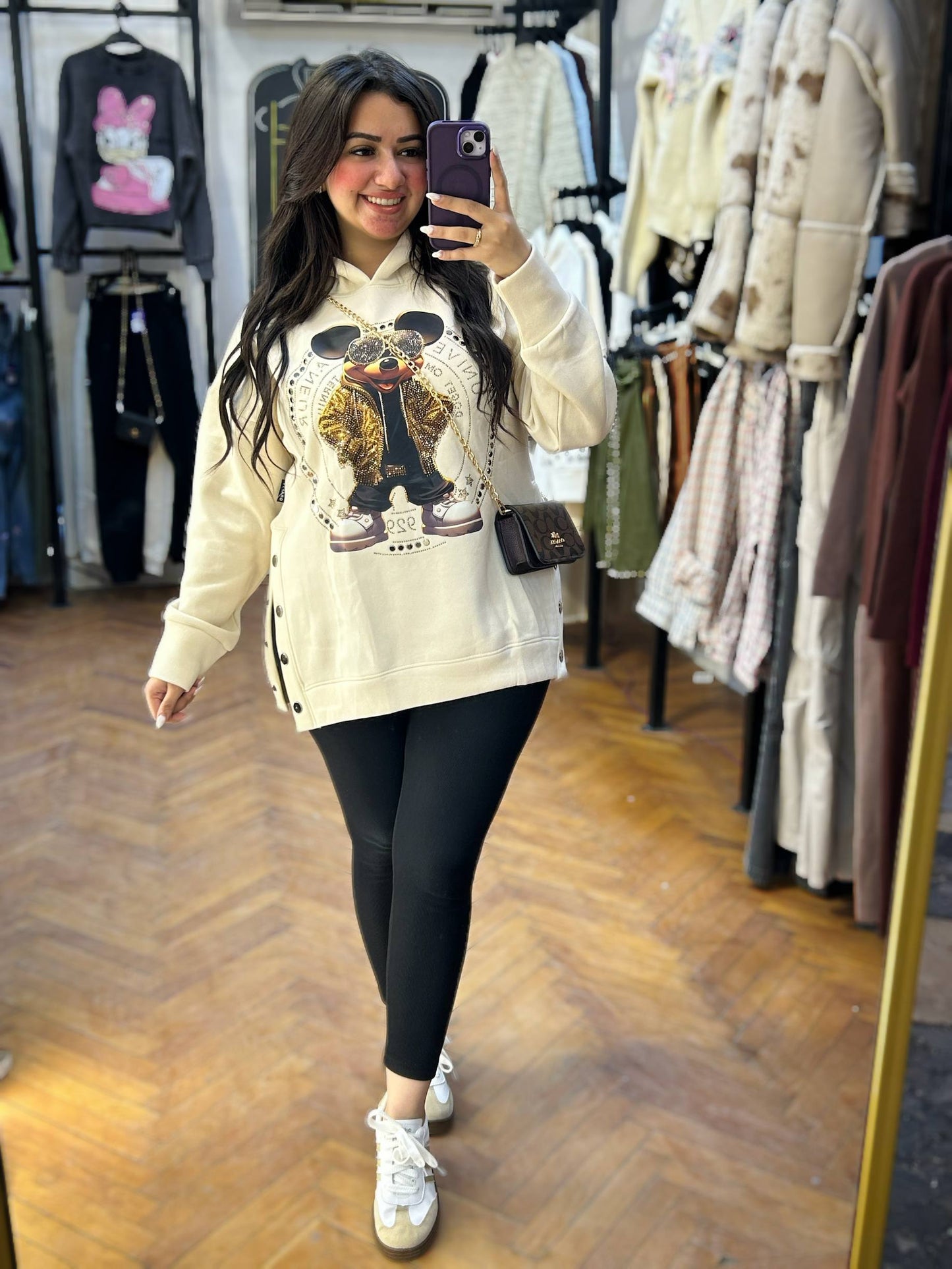 Oversized Hoodie with Sparkling Micky Print