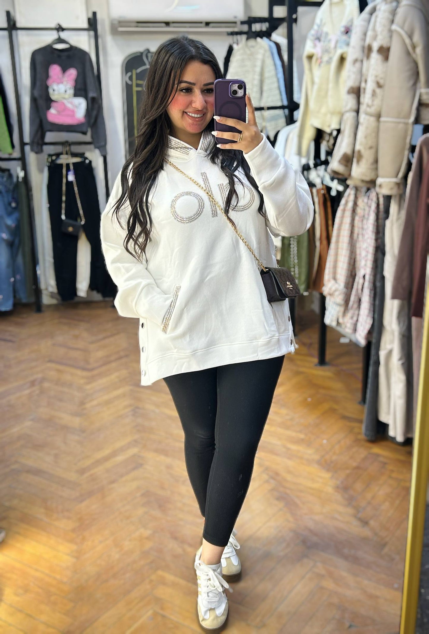 Rhinestone “ALO” Embellished Sweatshirt