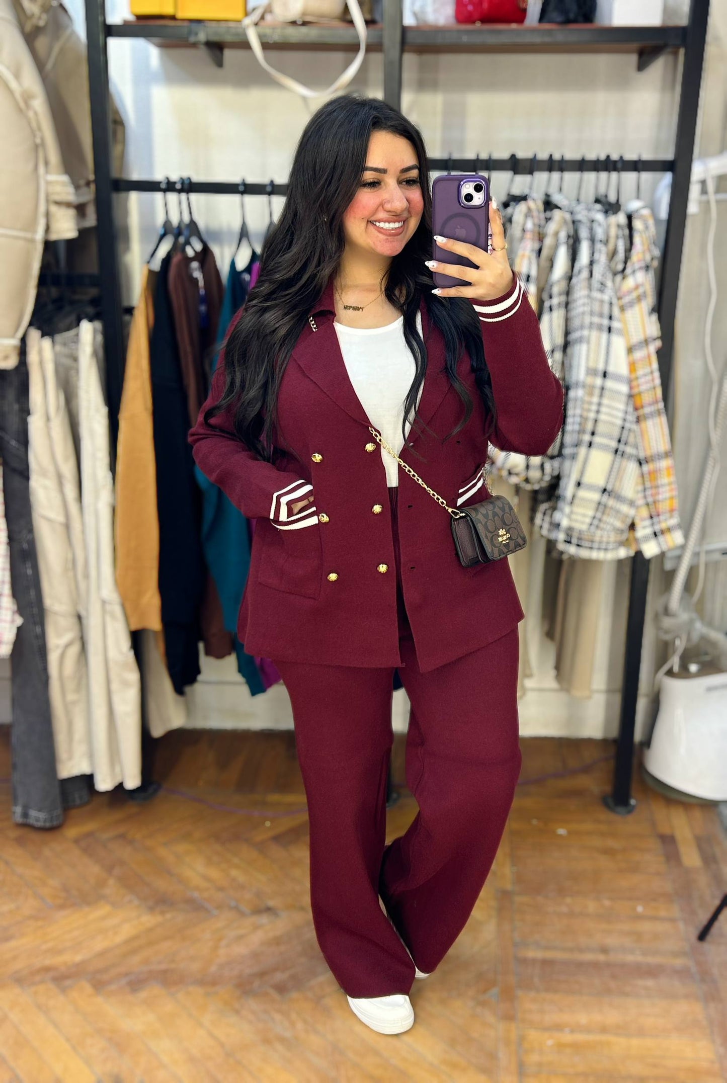 Elegant Double-Breasted Knit Suit