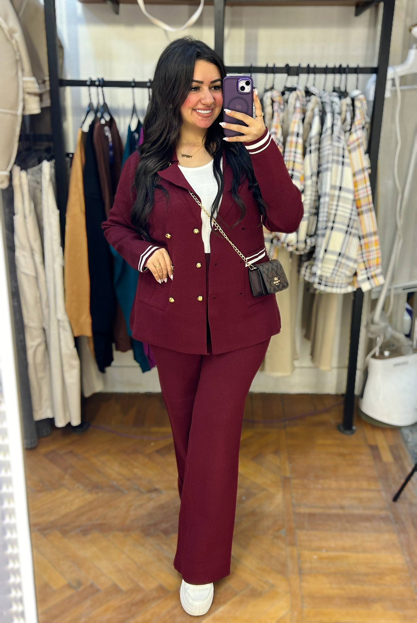 Elegant Double-Breasted Knit Suit