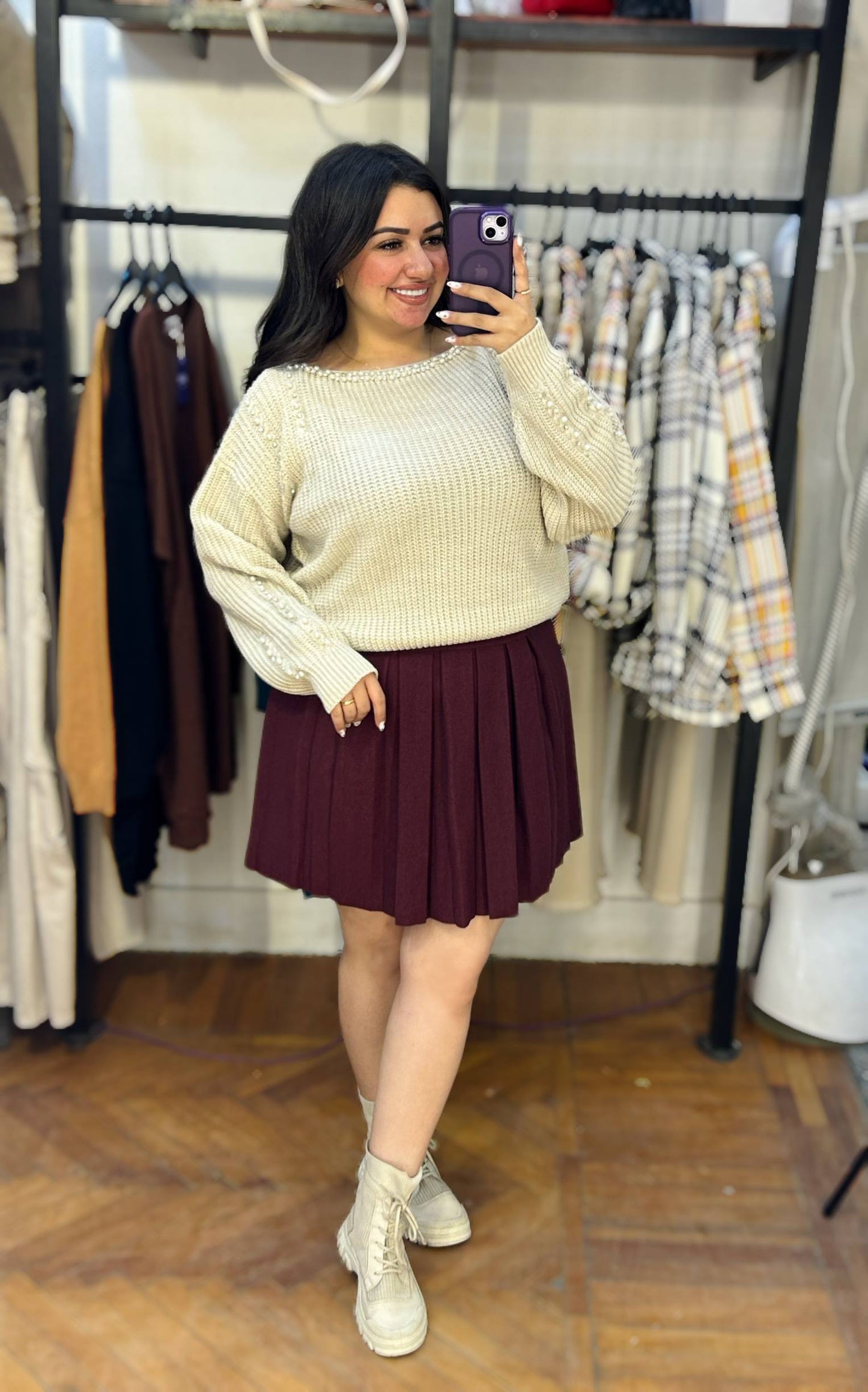 Pleated Wool Skirt