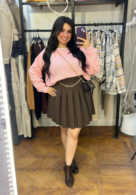 Pleated Wool Skirt