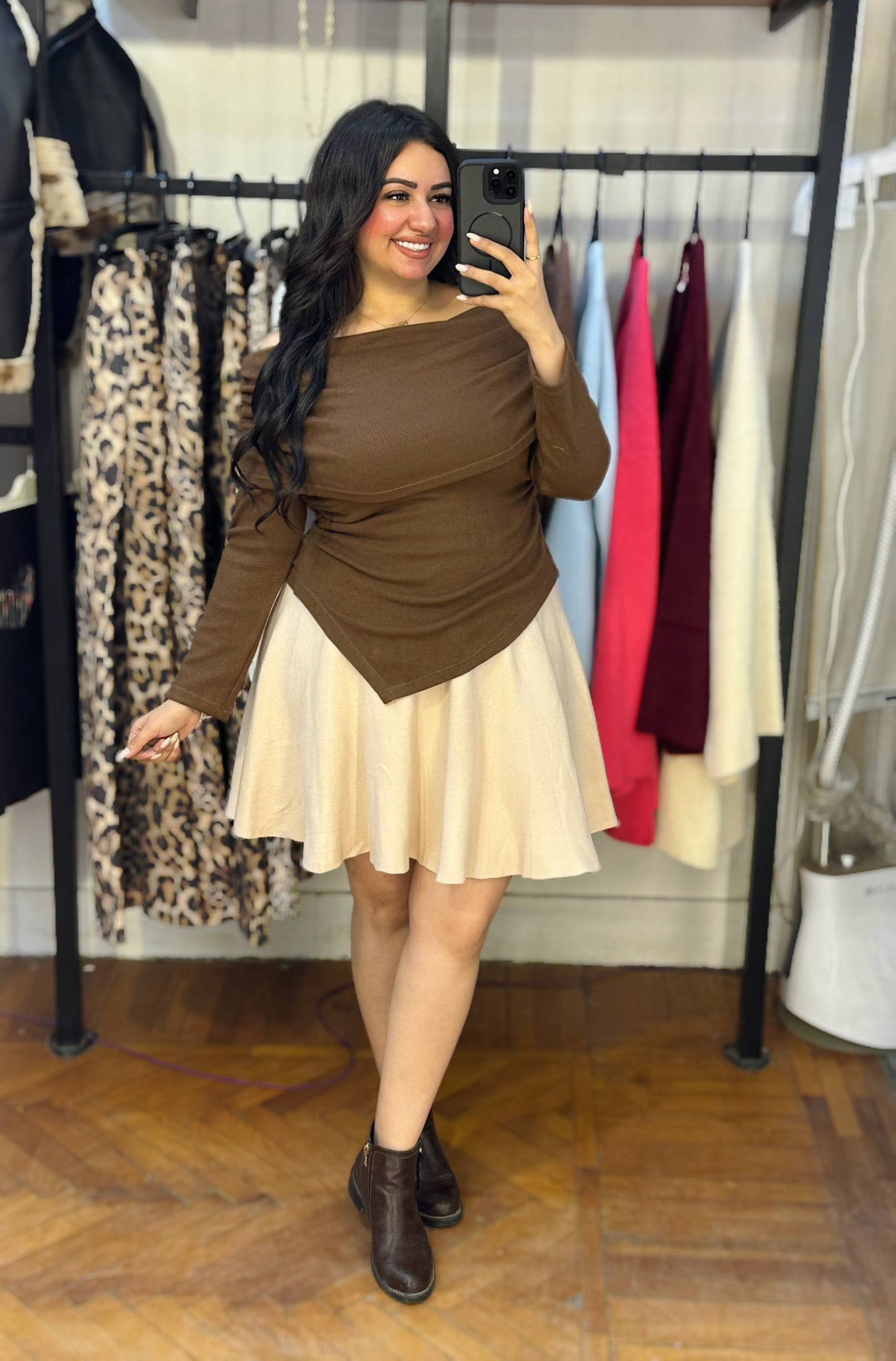 A chic off-shoulder blouse