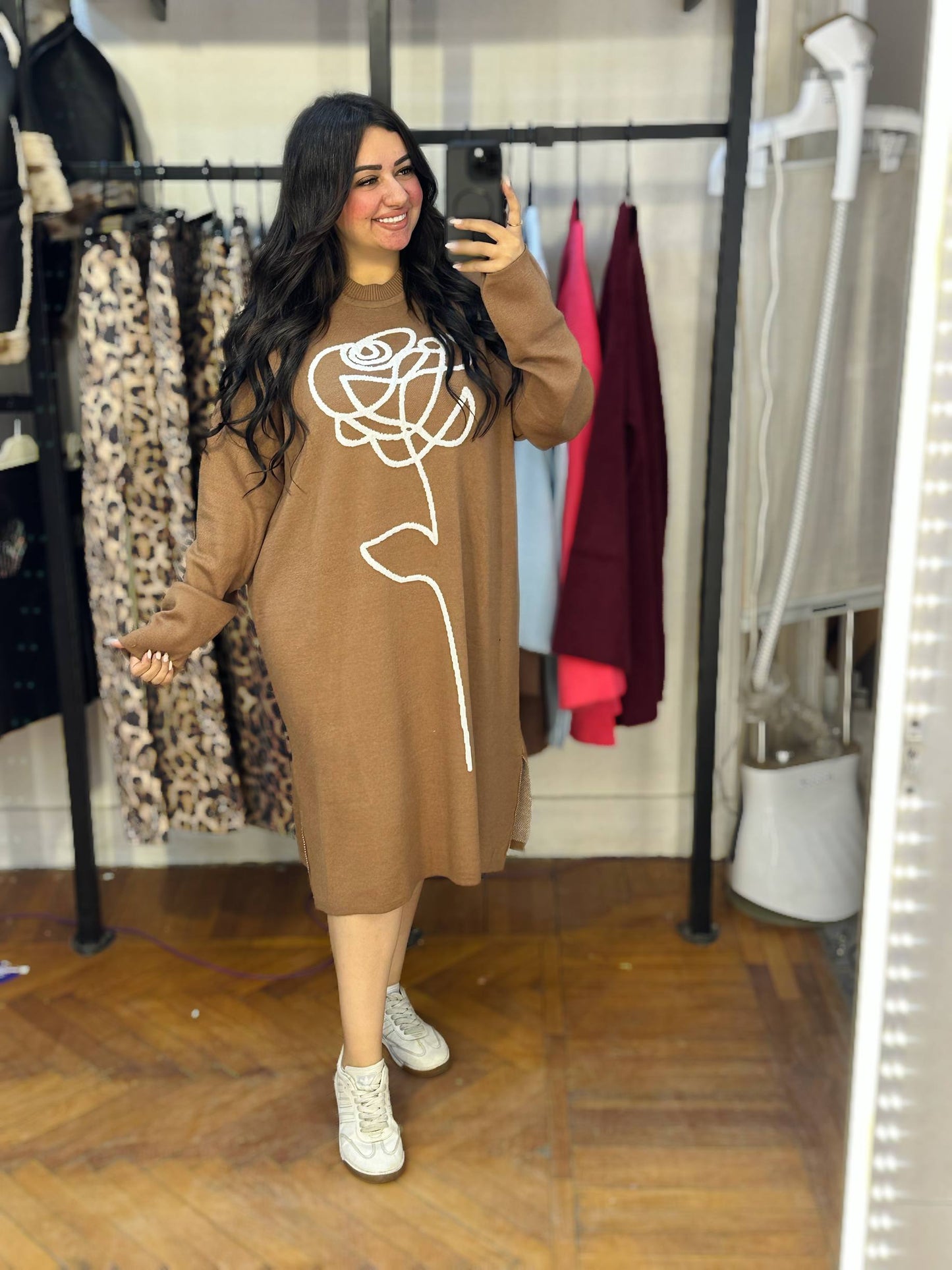 Casual Loose-Fit Dress with Front Graphic Design
