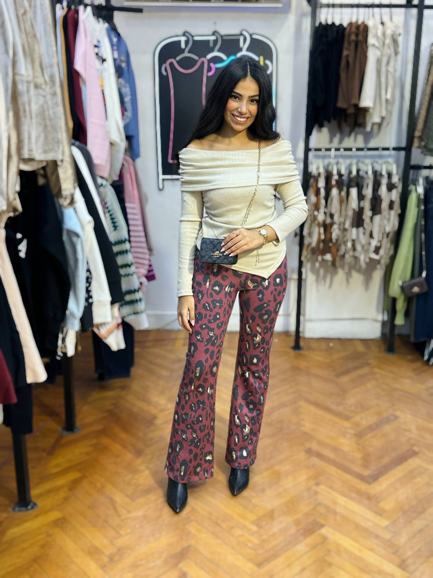 charleston leopard-print flared pants
