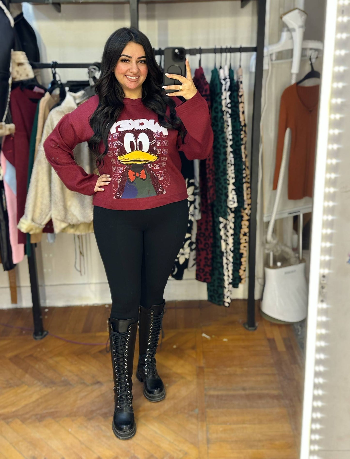 Embellished Daisy Duck Knit Sweater