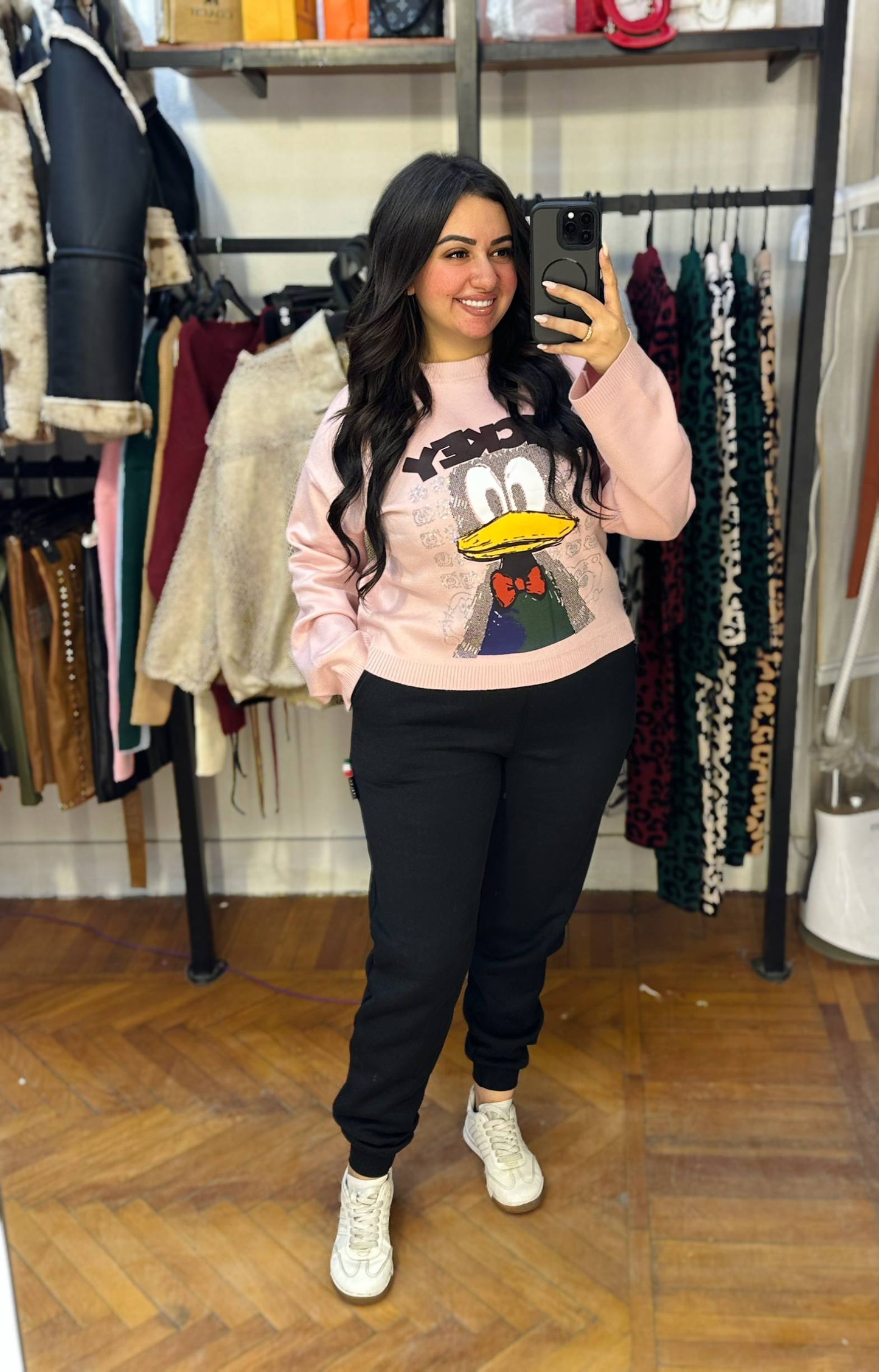 Embellished Daisy Duck Knit Sweater