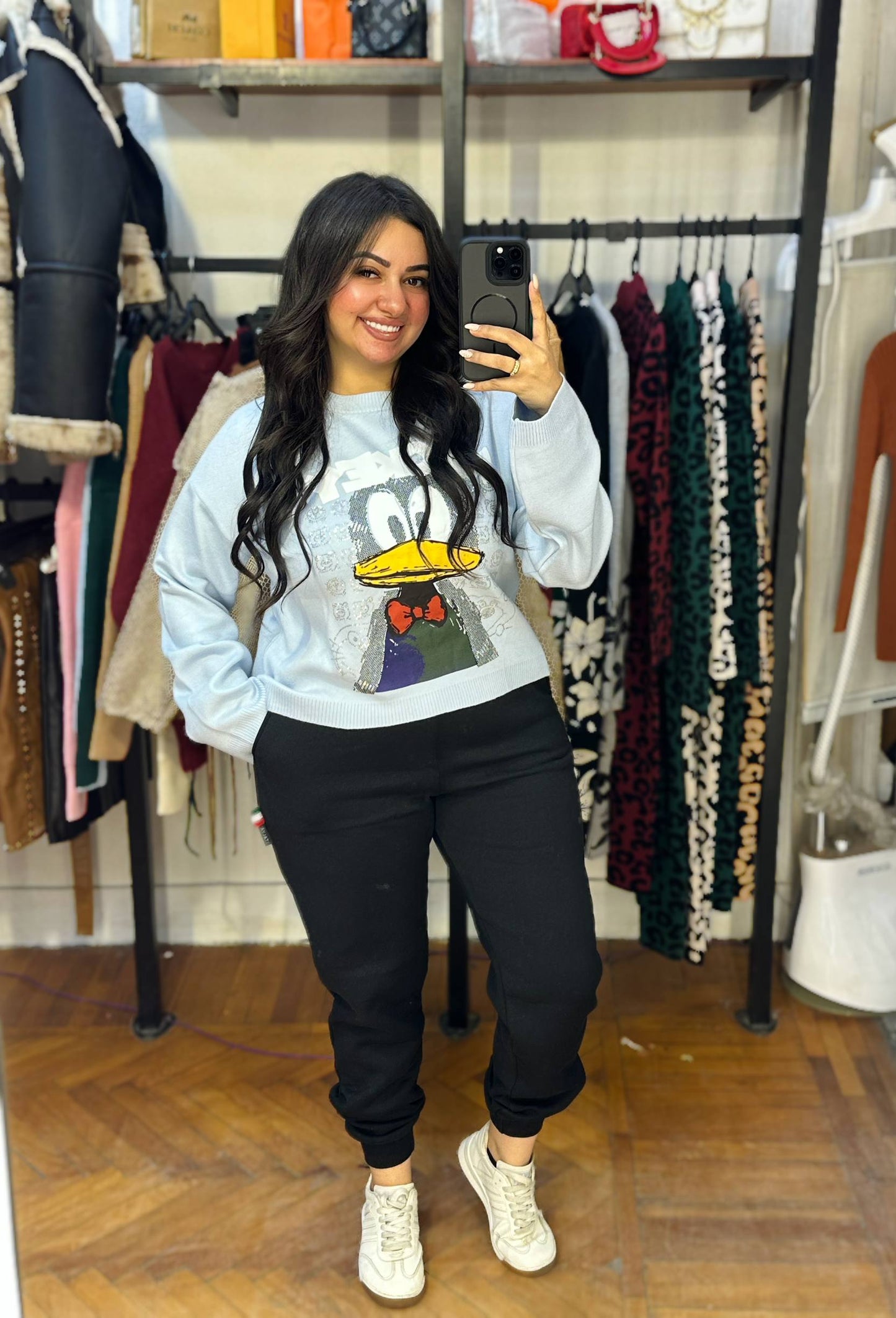 Embellished Daisy Duck Knit Sweater