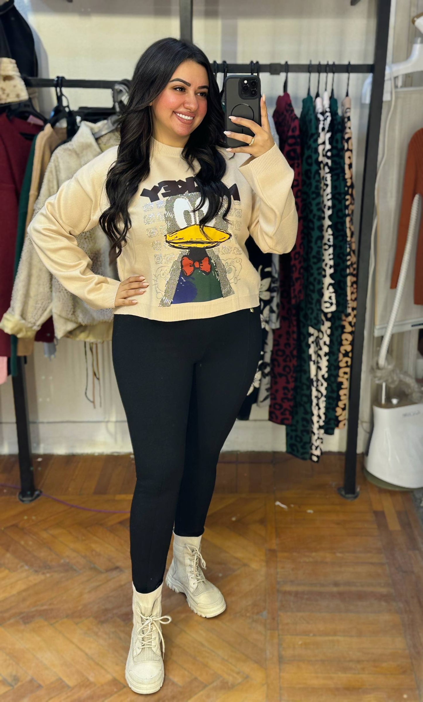 Embellished Daisy Duck Knit Sweater