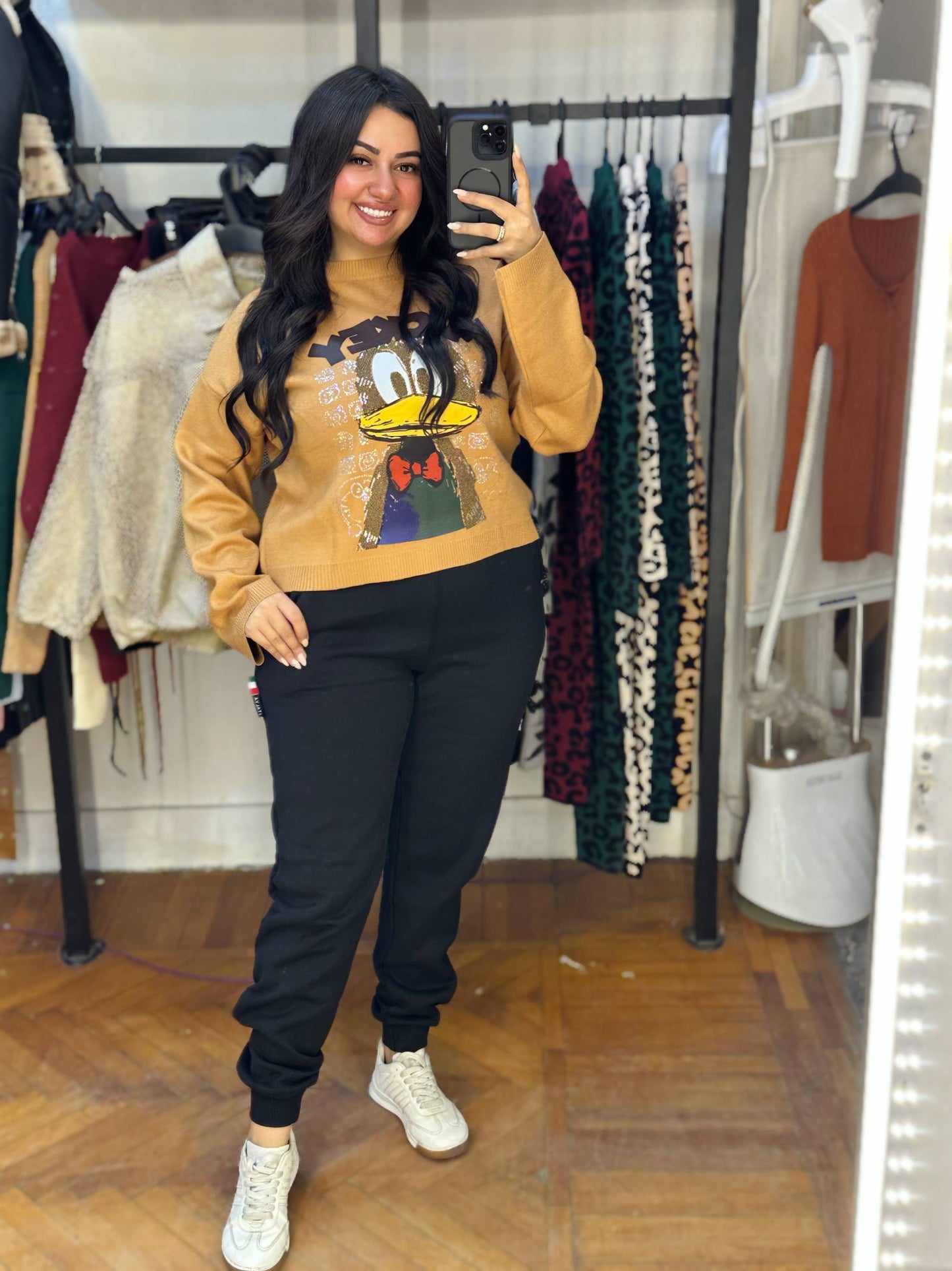 Embellished Daisy Duck Knit Sweater