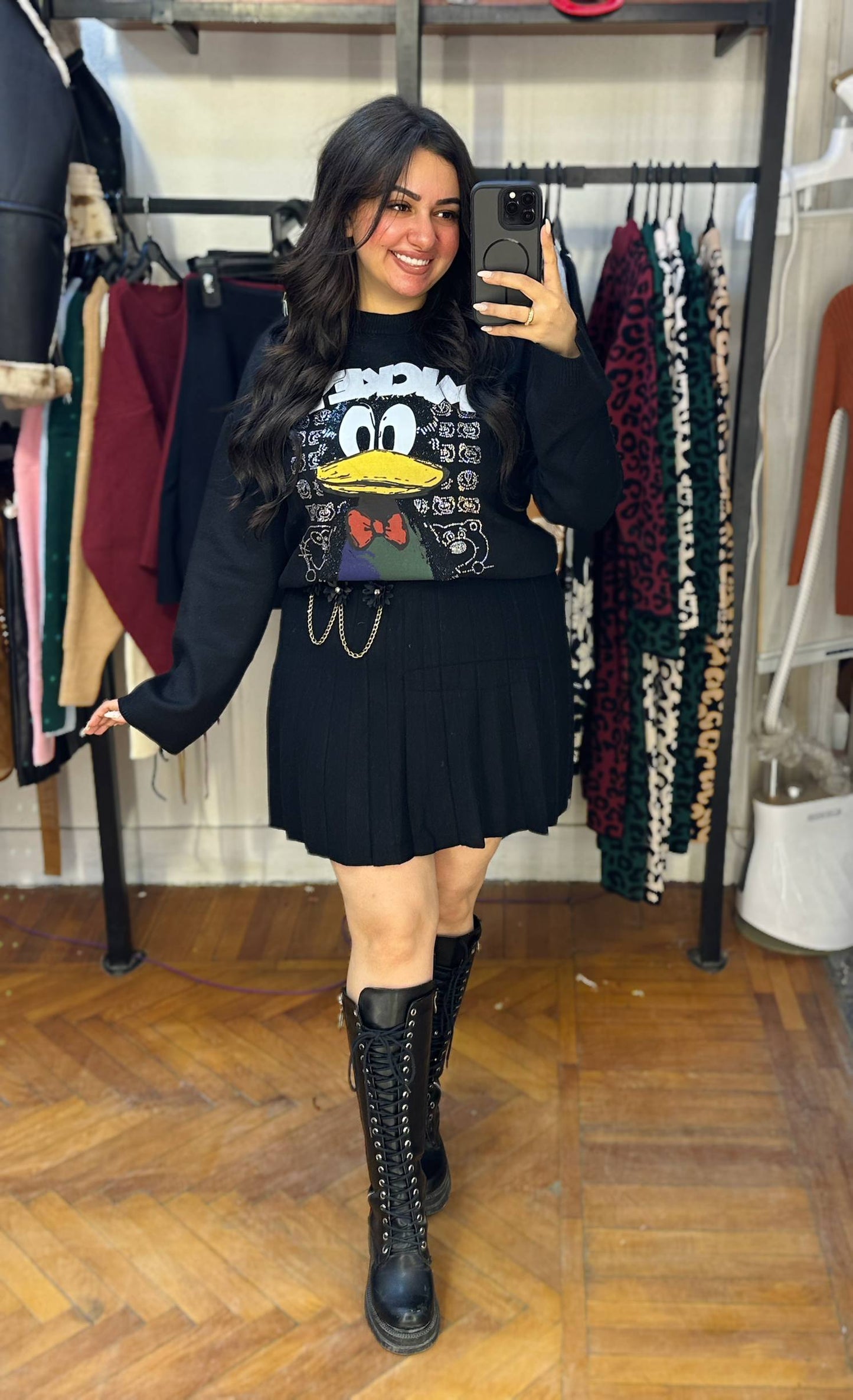 Embellished Daisy Duck Knit Sweater