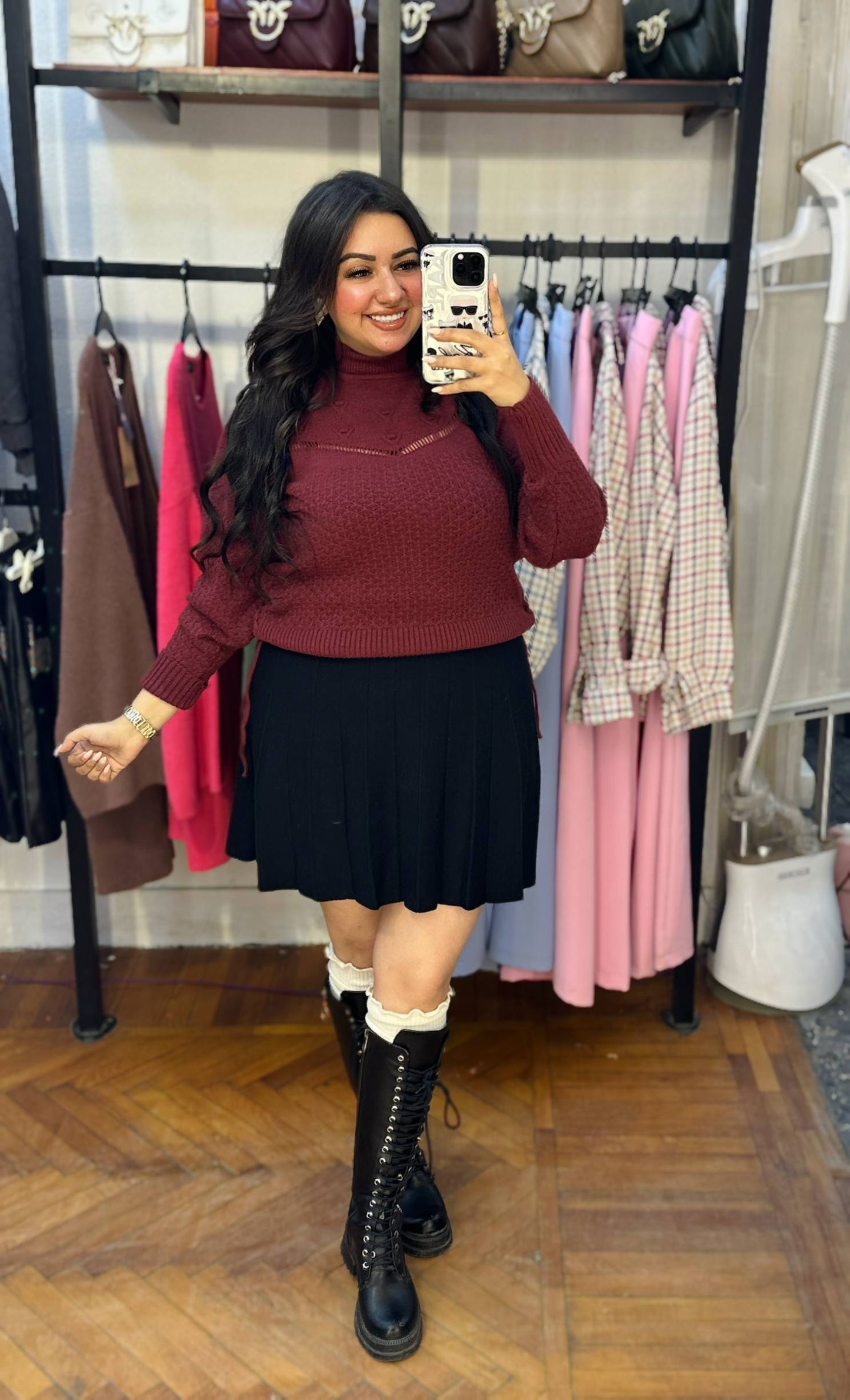 Knitted Sweater with Embroidered Cut-Out Detail