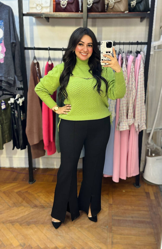 Knitted Sweater with Embroidered Cut-Out Detail
