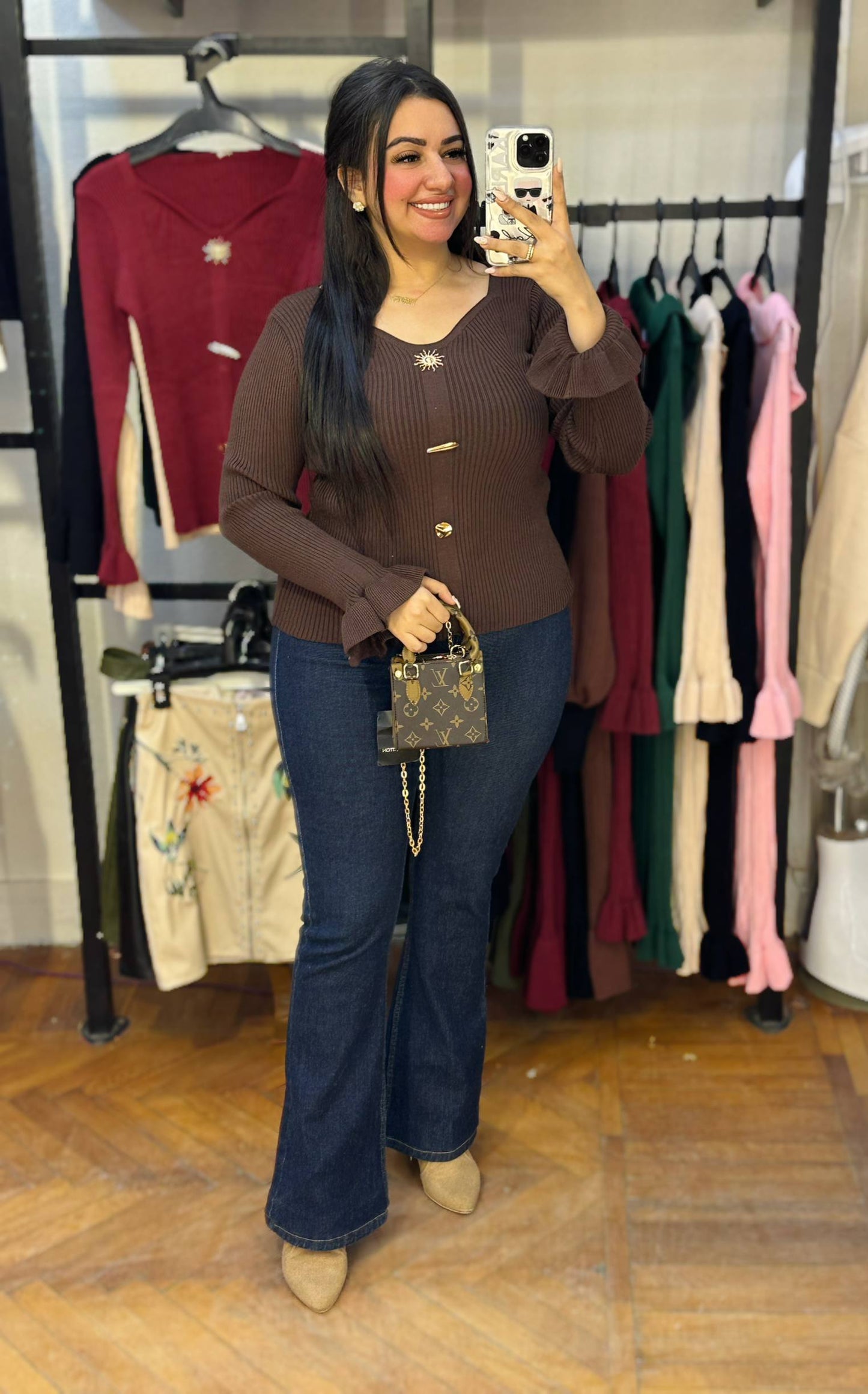 Elegant V-Neck Ribbed Knit Top