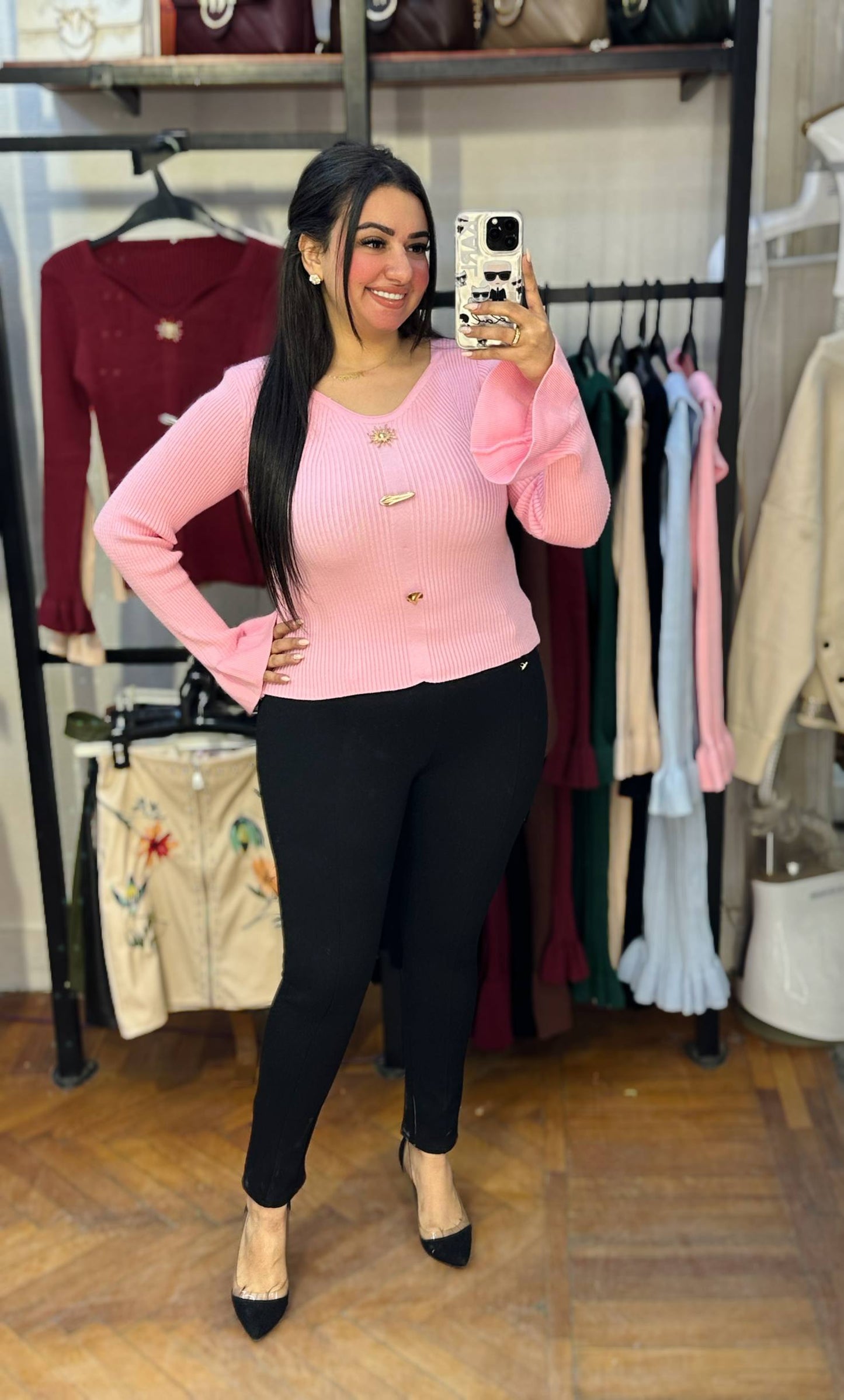 Elegant V-Neck Ribbed Knit Top