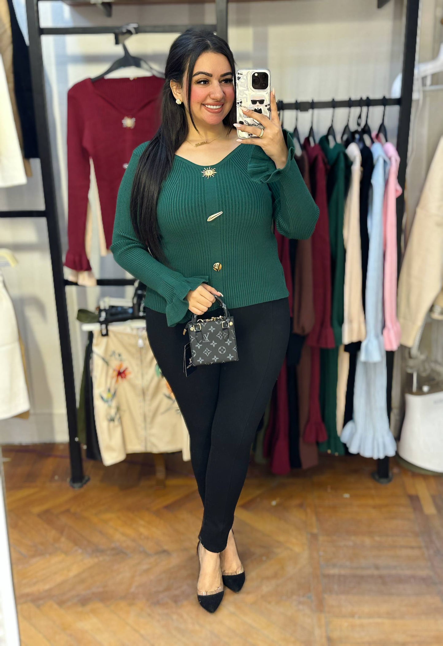 Elegant V-Neck Ribbed Knit Top