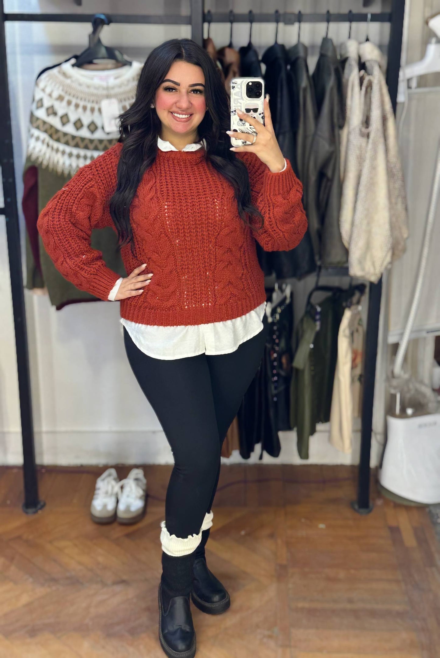Cable Knit Cropped Sweater