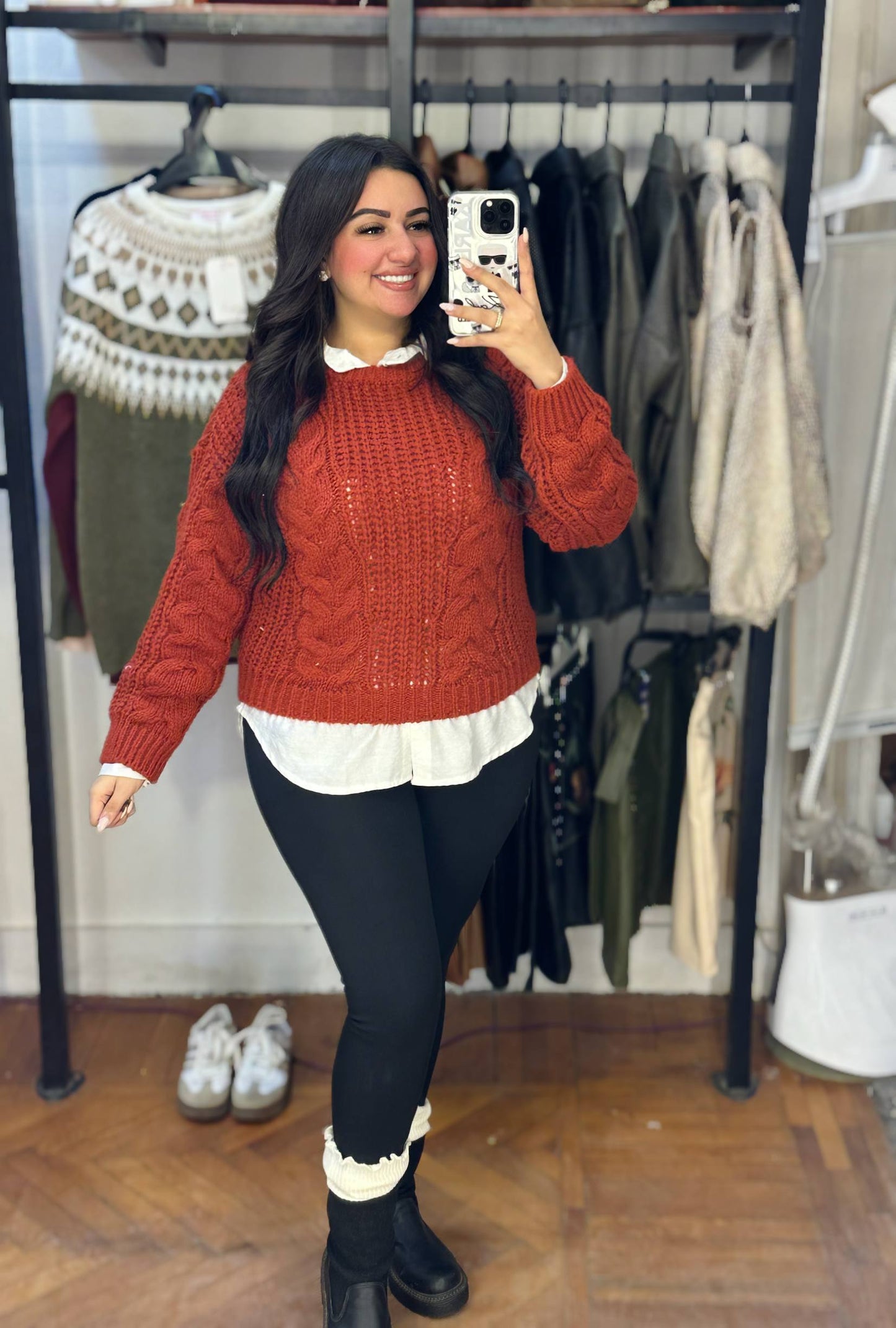 Cable Knit Cropped Sweater
