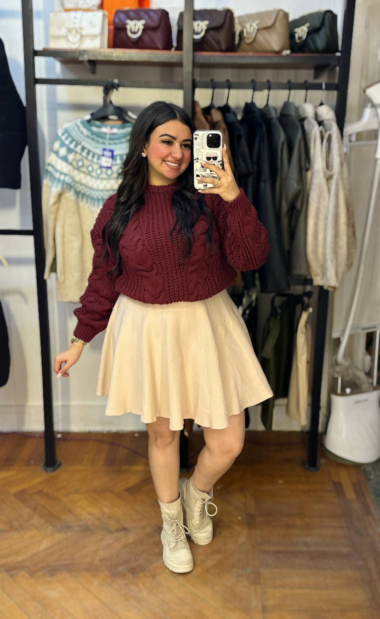 Cable Knit Cropped Sweater