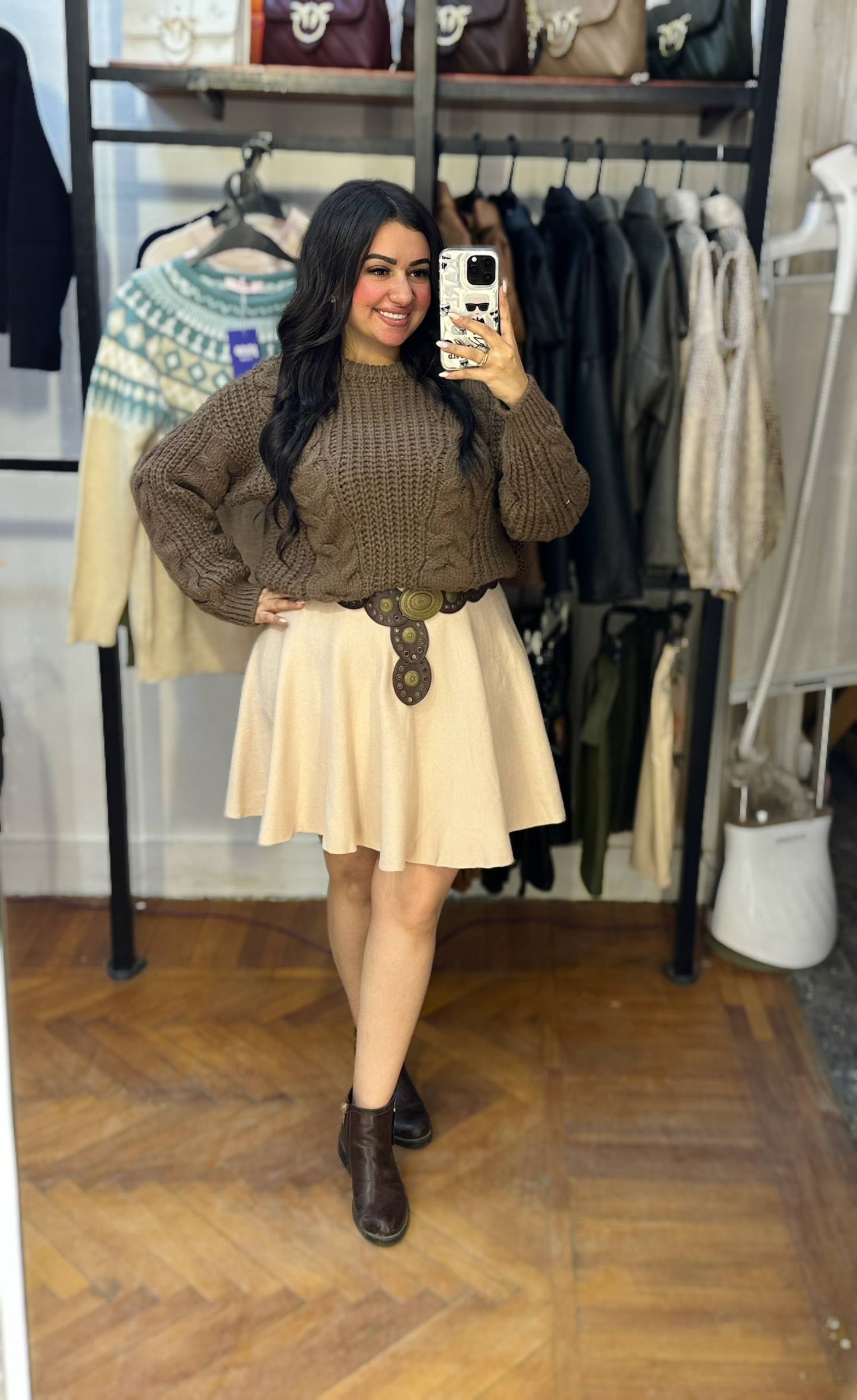 Cable Knit Cropped Sweater
