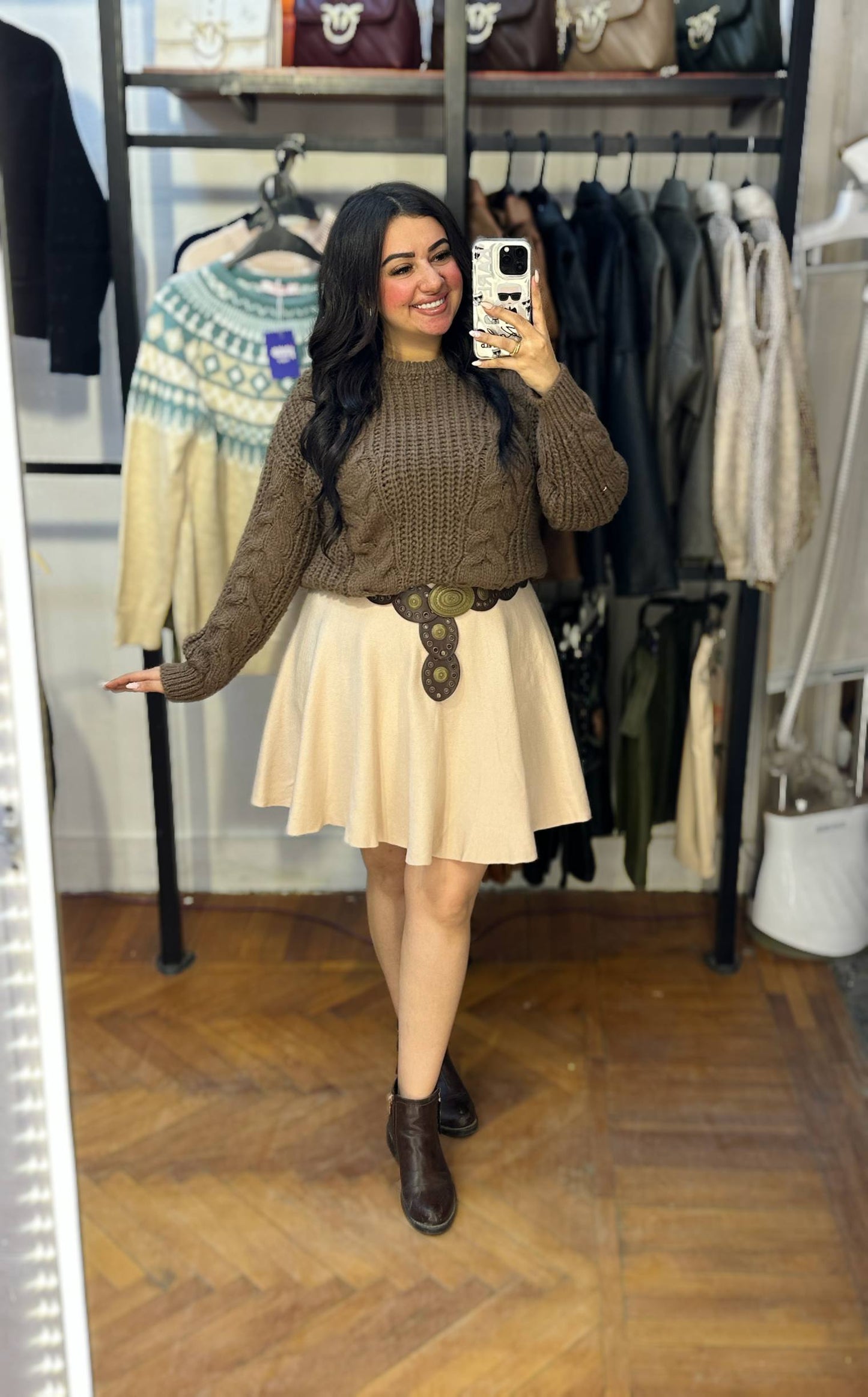 Cable Knit Cropped Sweater