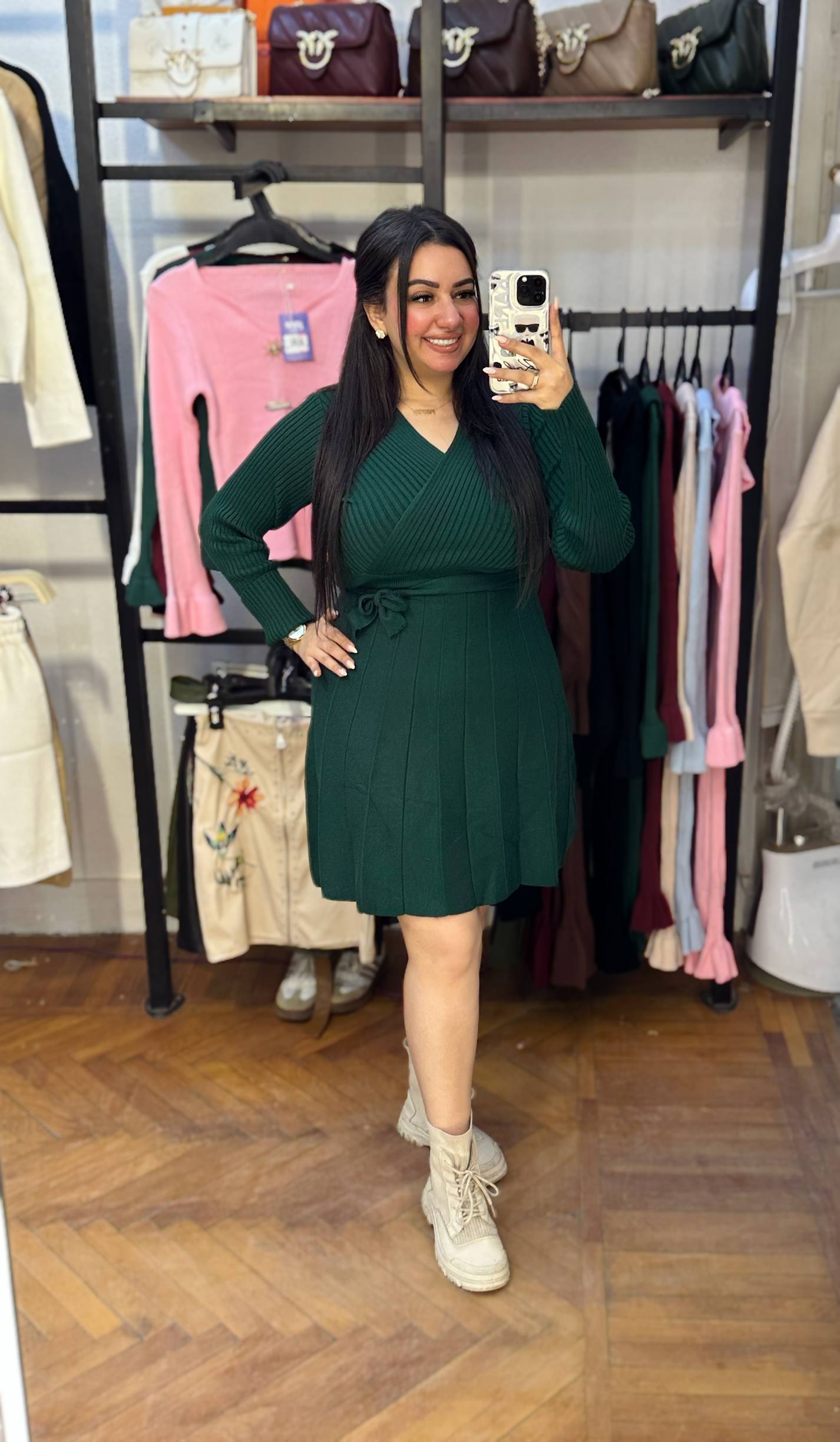 Knitted Wrap-Style Mini Dress