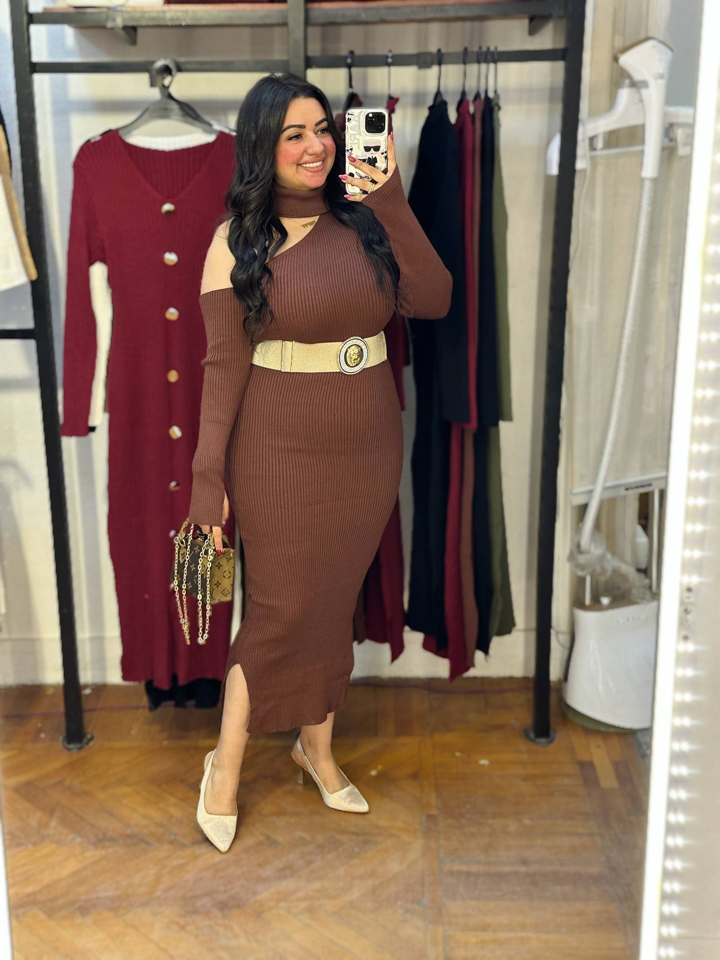 Winter One-Shoulder Knit Dress