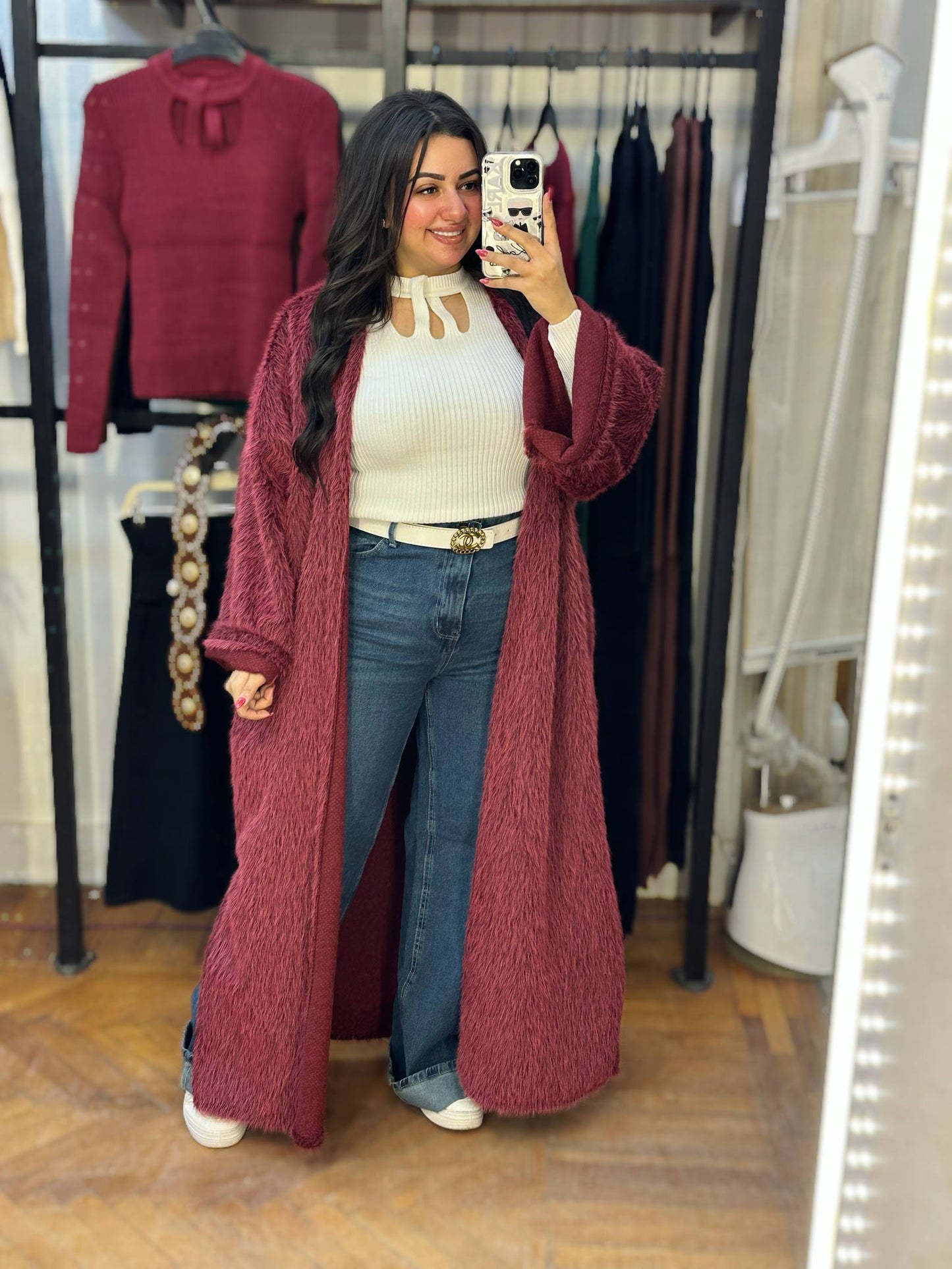 Long Oversized Faux Fur Cardigan