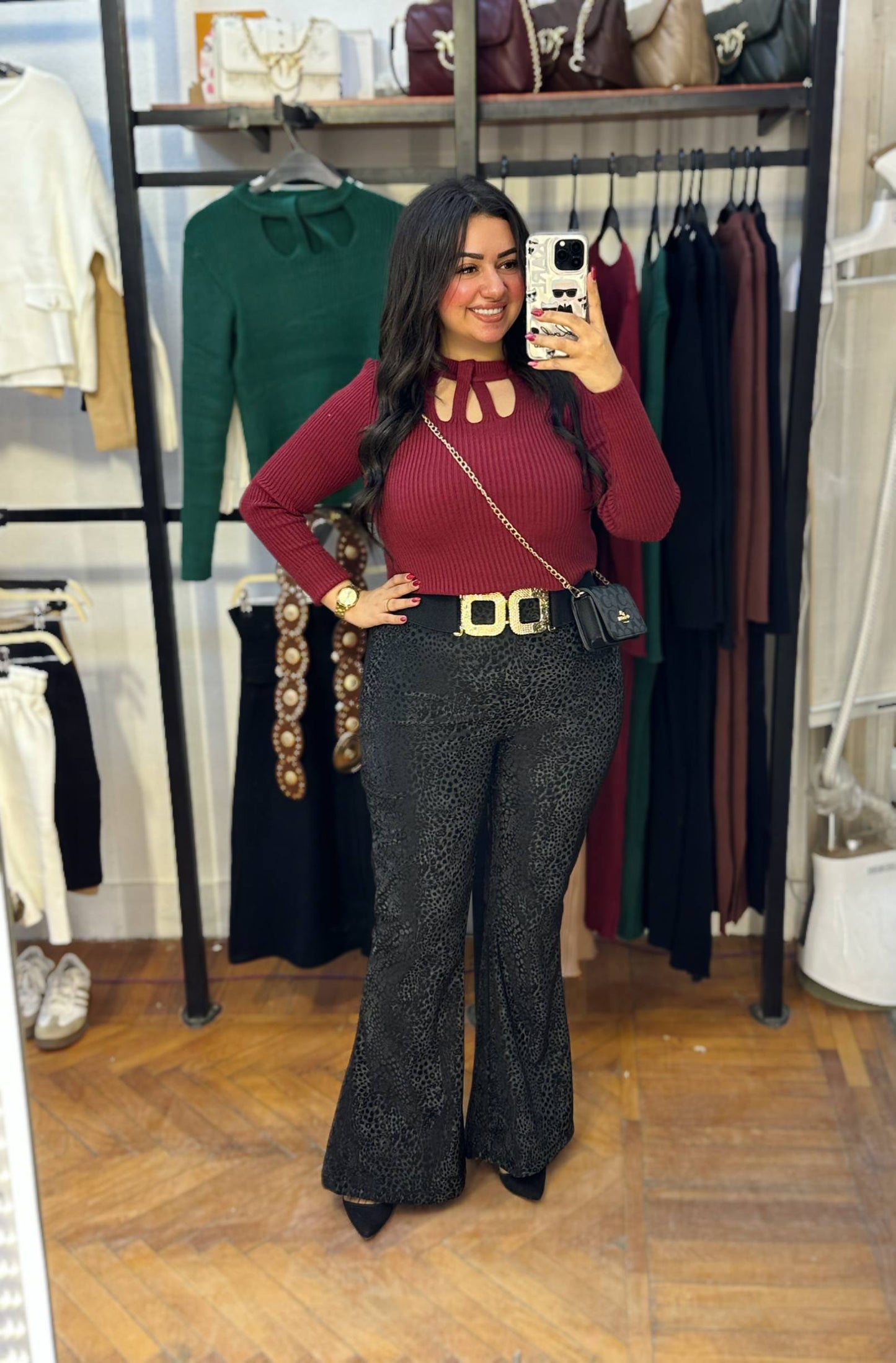 Basic Knit Top with Cross Neckline Detail